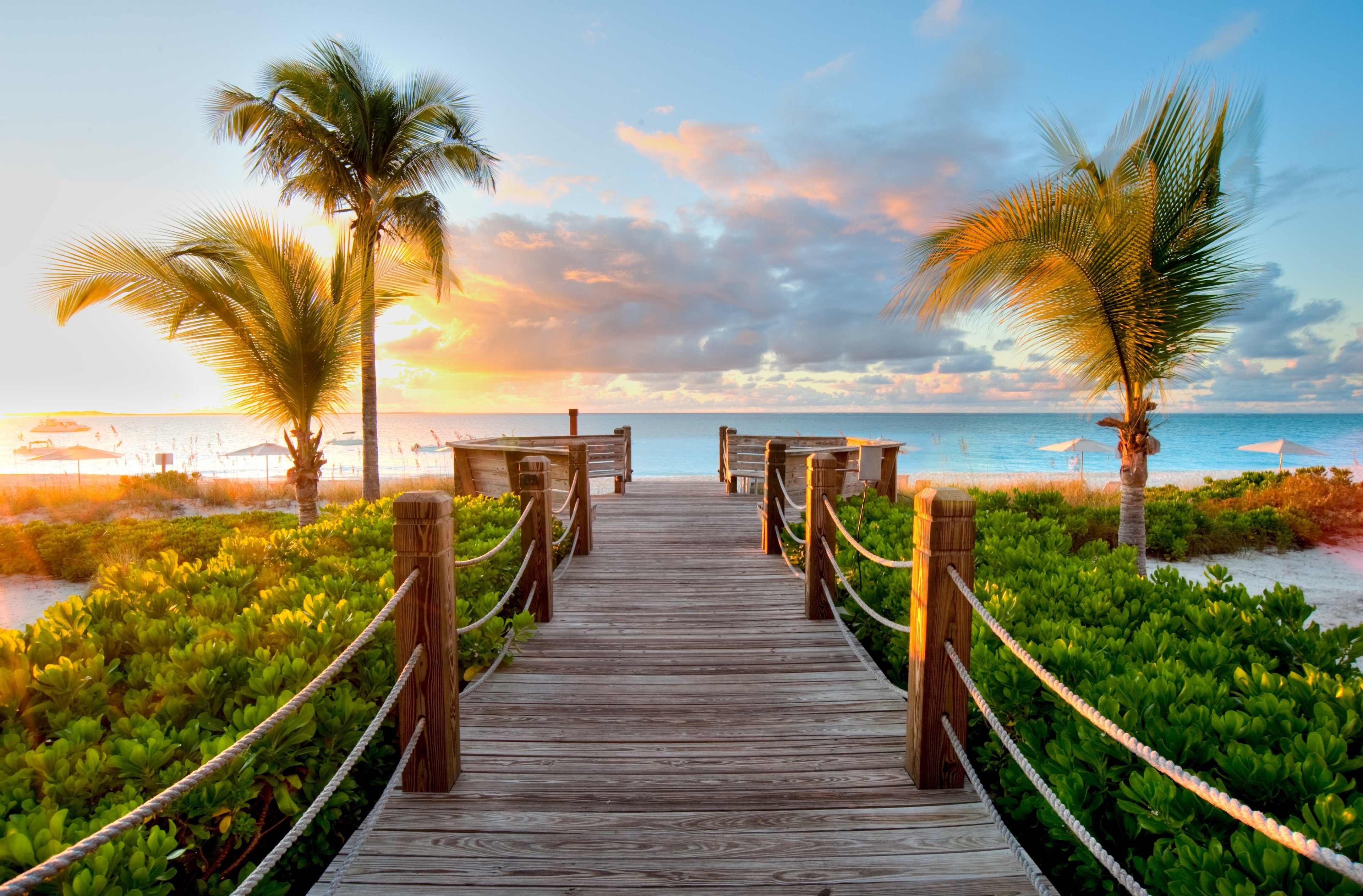 Passerella legno spiaggia tropicale, 3840x2525 4K Ultra HD, Monitor 4K