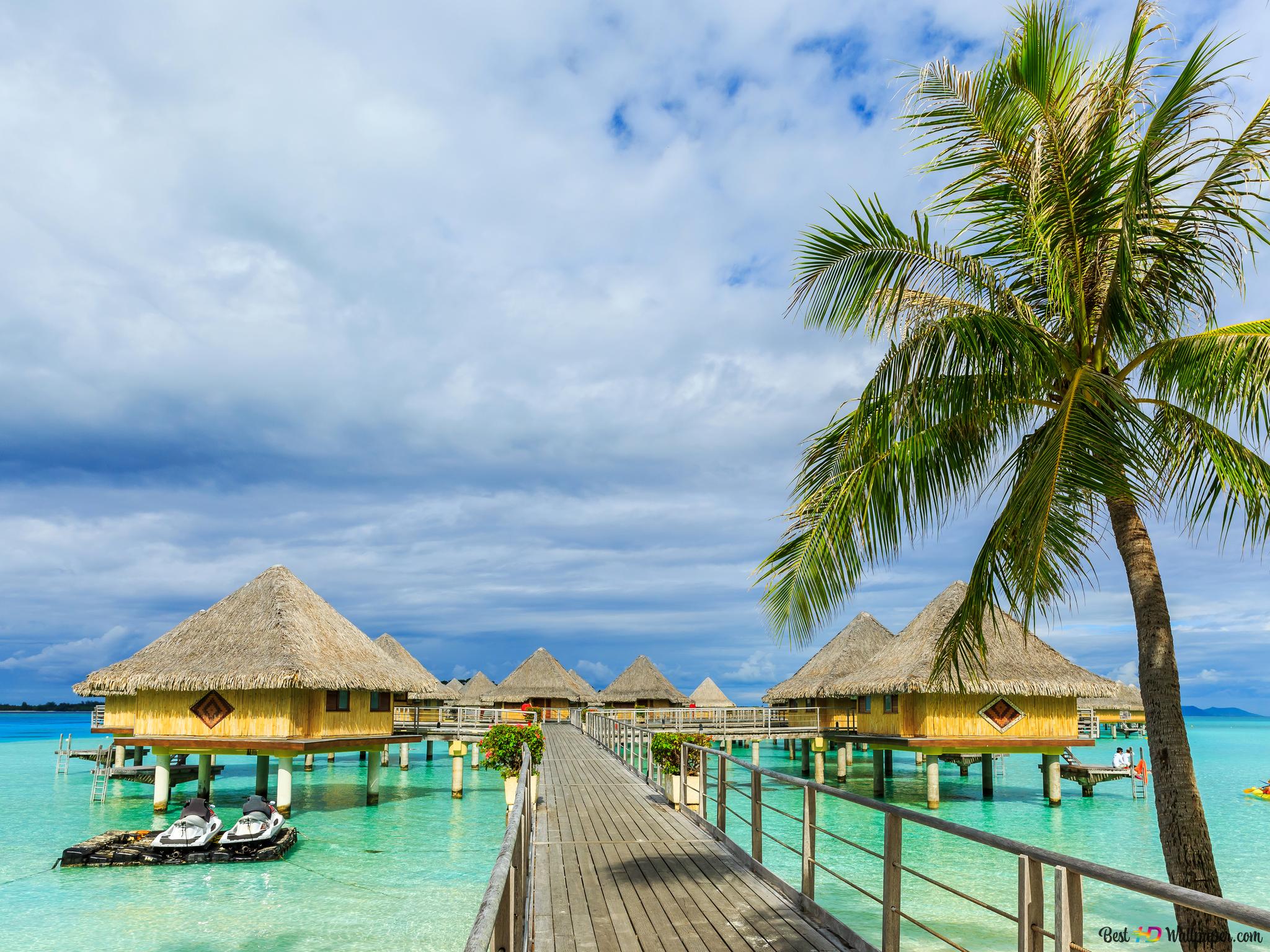 Bungalow overwater tropicale Bora Bora, 2048x1536 alta risoluzione, PC
