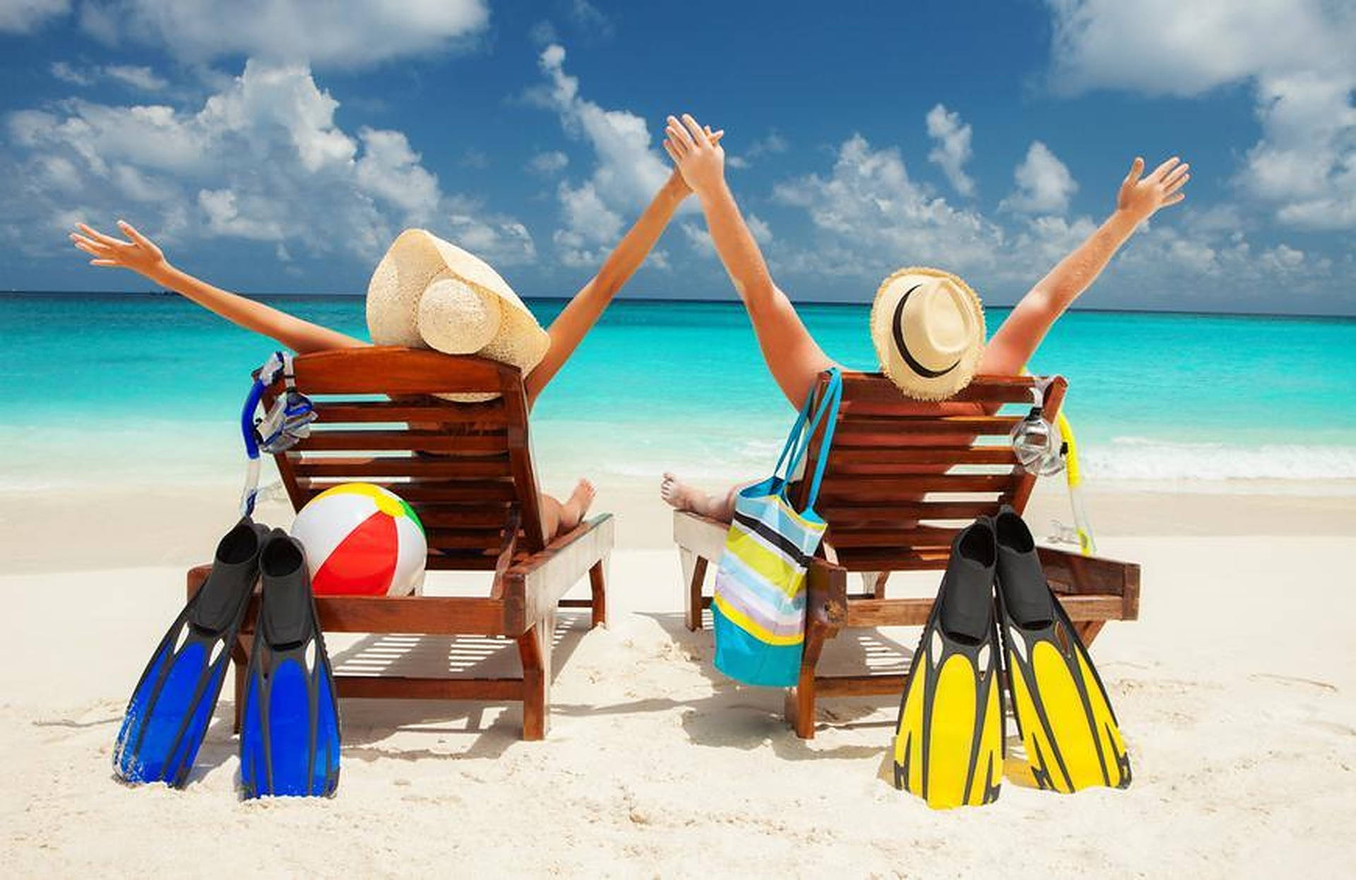 Coppia sdraio spiaggia tropicale, 1920x1247 WUXGA, PC Desktop