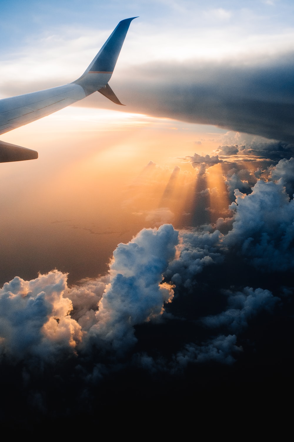 Ala aereo tramonto nuvole, 1000x1500 Full HD Verticale, Smartphone