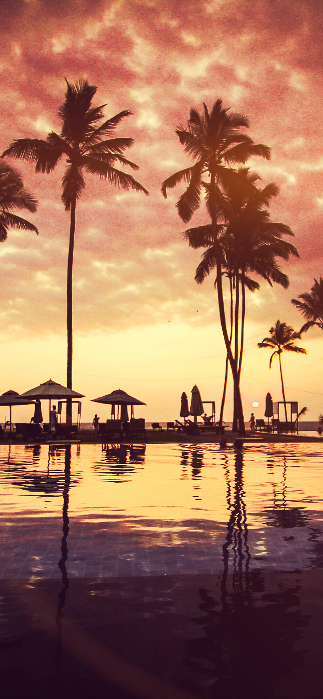 Palme spiaggia tramonto tropicale, 1125x2436 Full HD Verticale, Smartphone