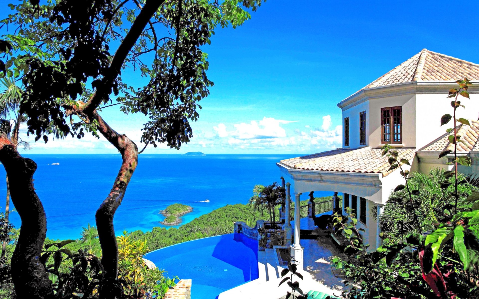 villa vista mare tropicale, 1920x1200 WUXGA, Desktop