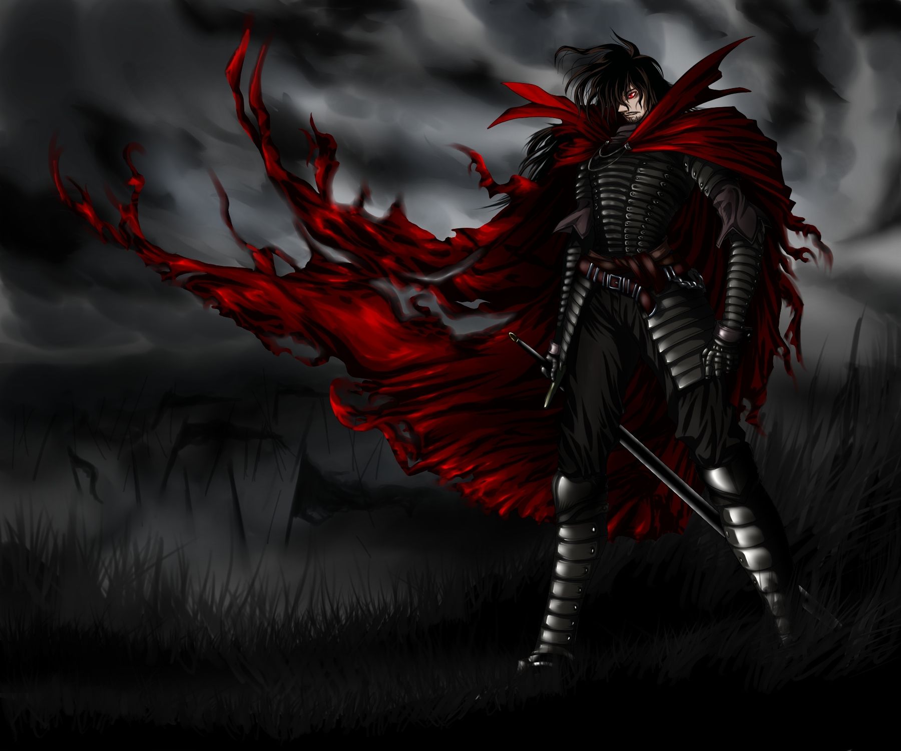 Vampiro guerriero mantello rosso, 1800x1500 HD Ready, Desktop