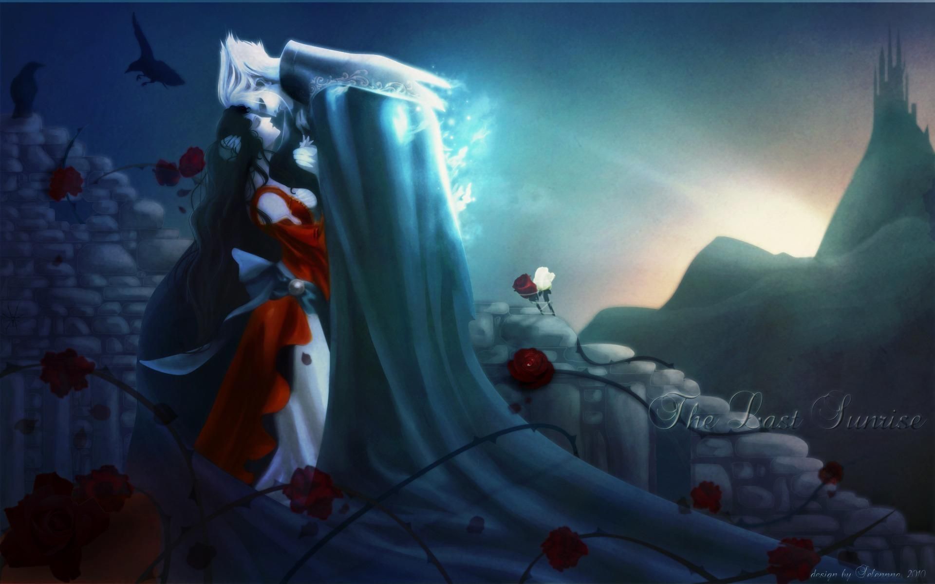 Vampiro anime con rose rosse, 1920x1200 Full HD+, Desktop