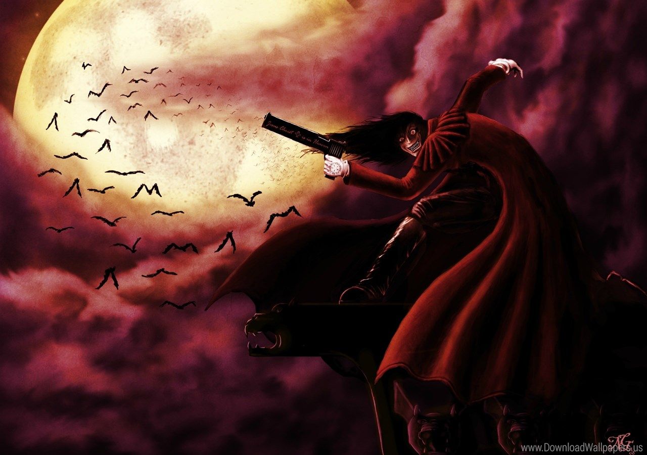 Alucard Hellsing luna rossa, 1280x900 HD, Desktop