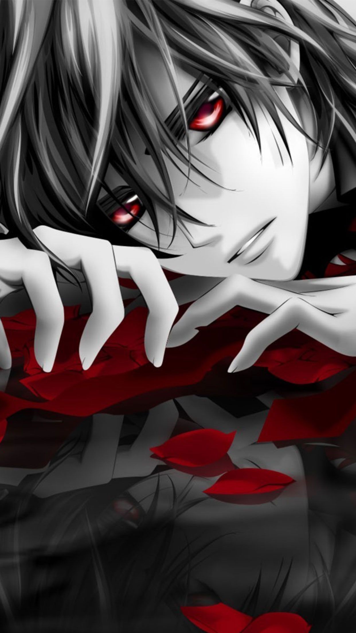Vampire Knight Kaname petali rossi, 1242x2208 Full HD Verticale, Smartphone