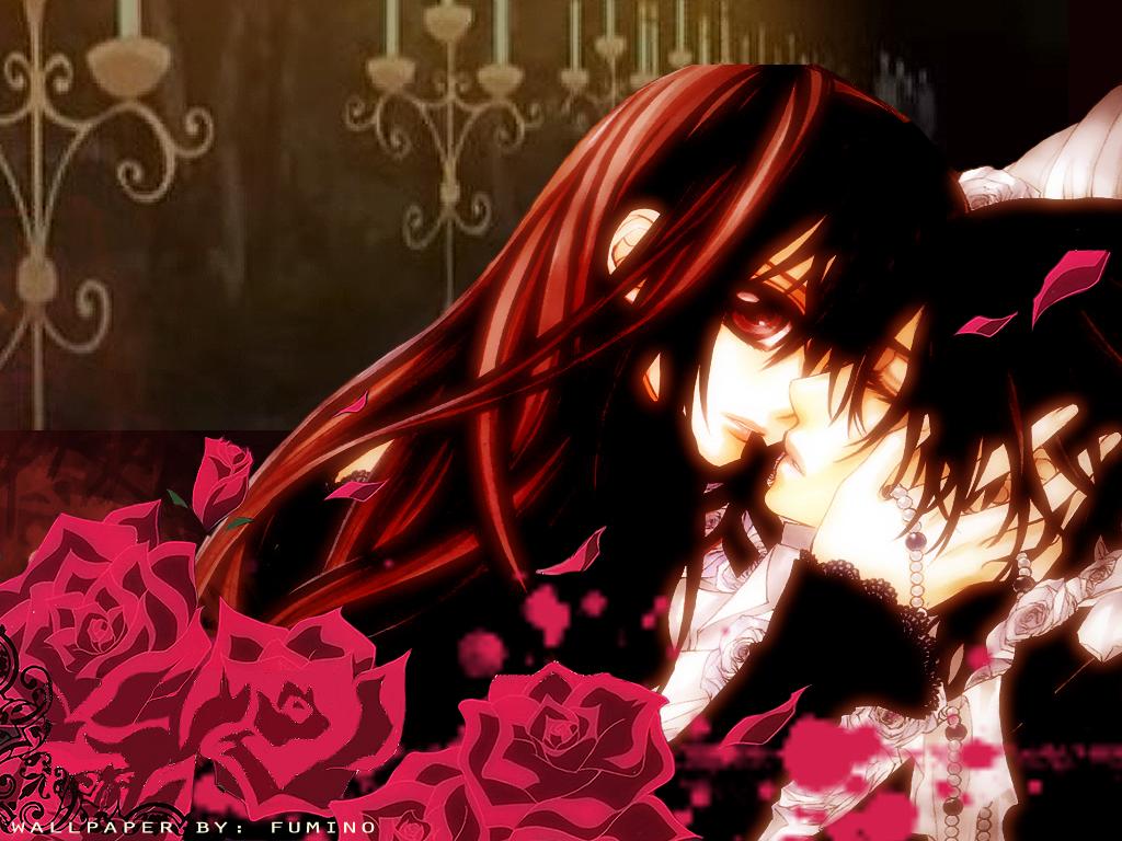 Vampiro anime con rose rosse, 1024x768 HD, Desktop