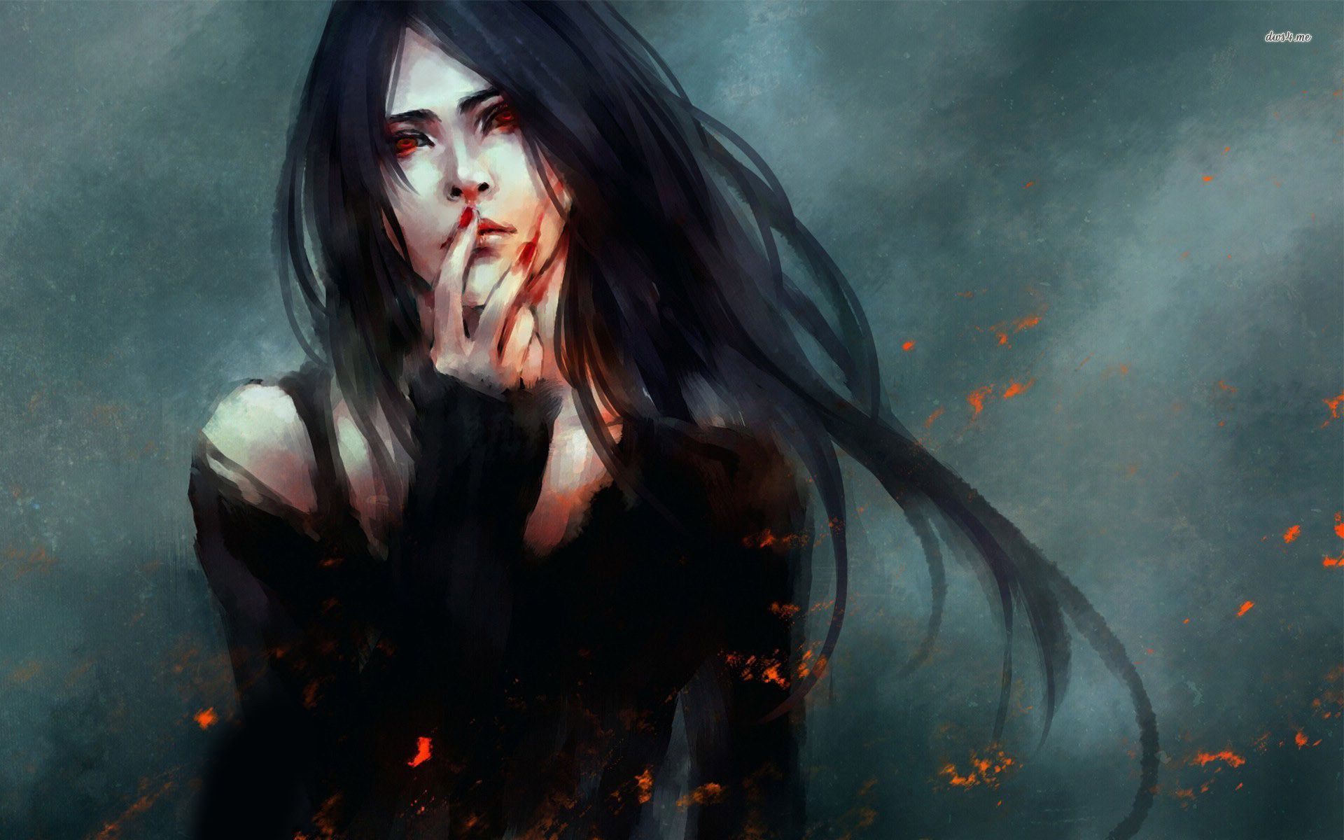 Vampira capelli neri sangue, 1920x1200 Full HD+, PC