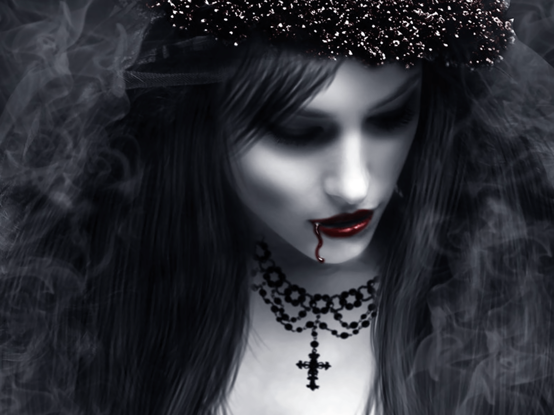 Donna vampira sangue bocca, 1920x1440 Full HD+, PC
