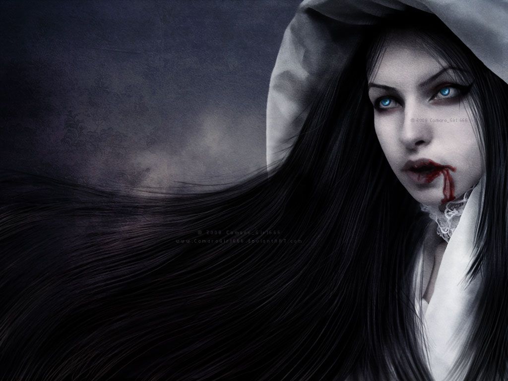 Vampira con cappuccio e sangue, 1024x768 HD, Desktop