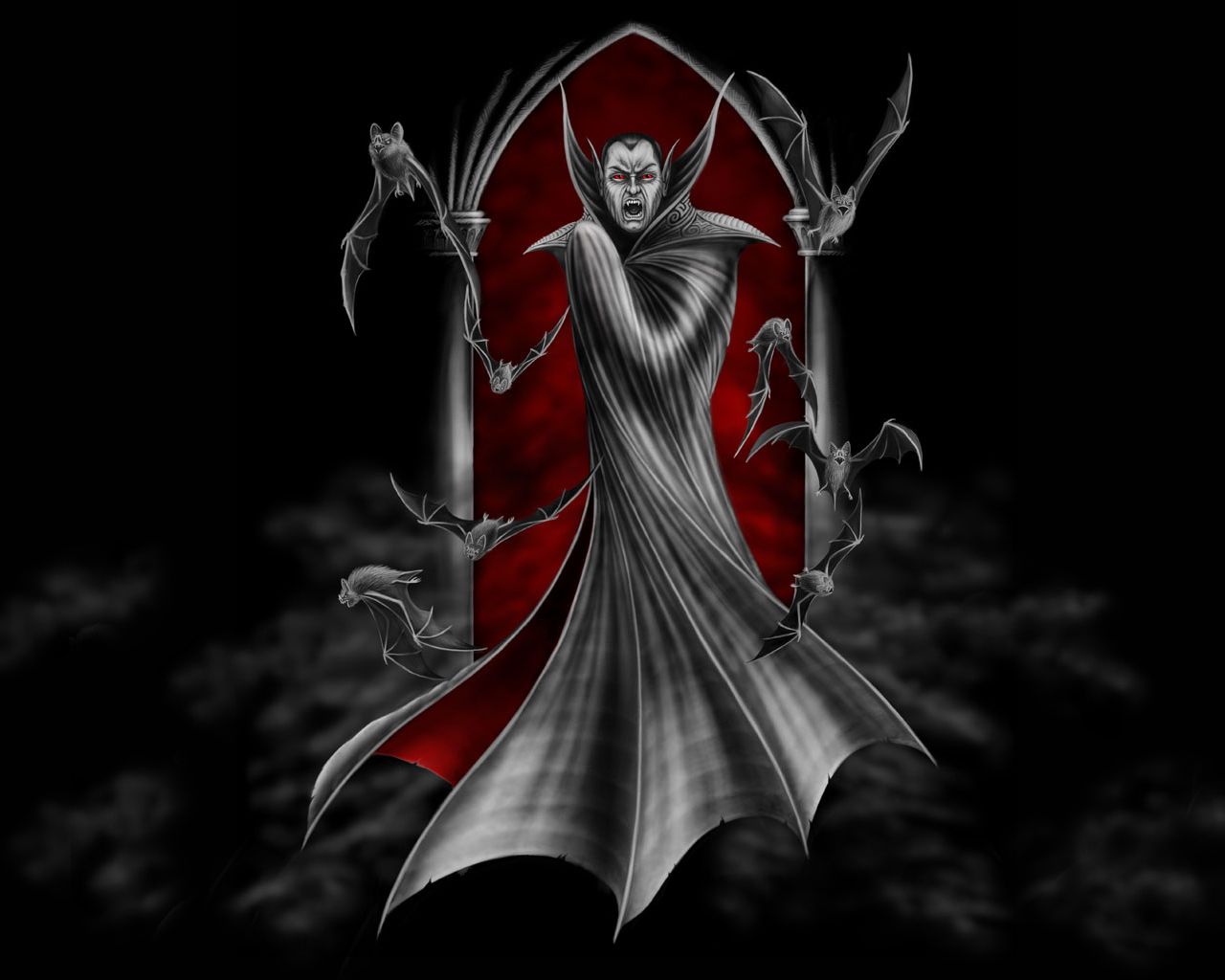 Dracula vampiro con pipistrelli, 1280x1024 HD, Desktop