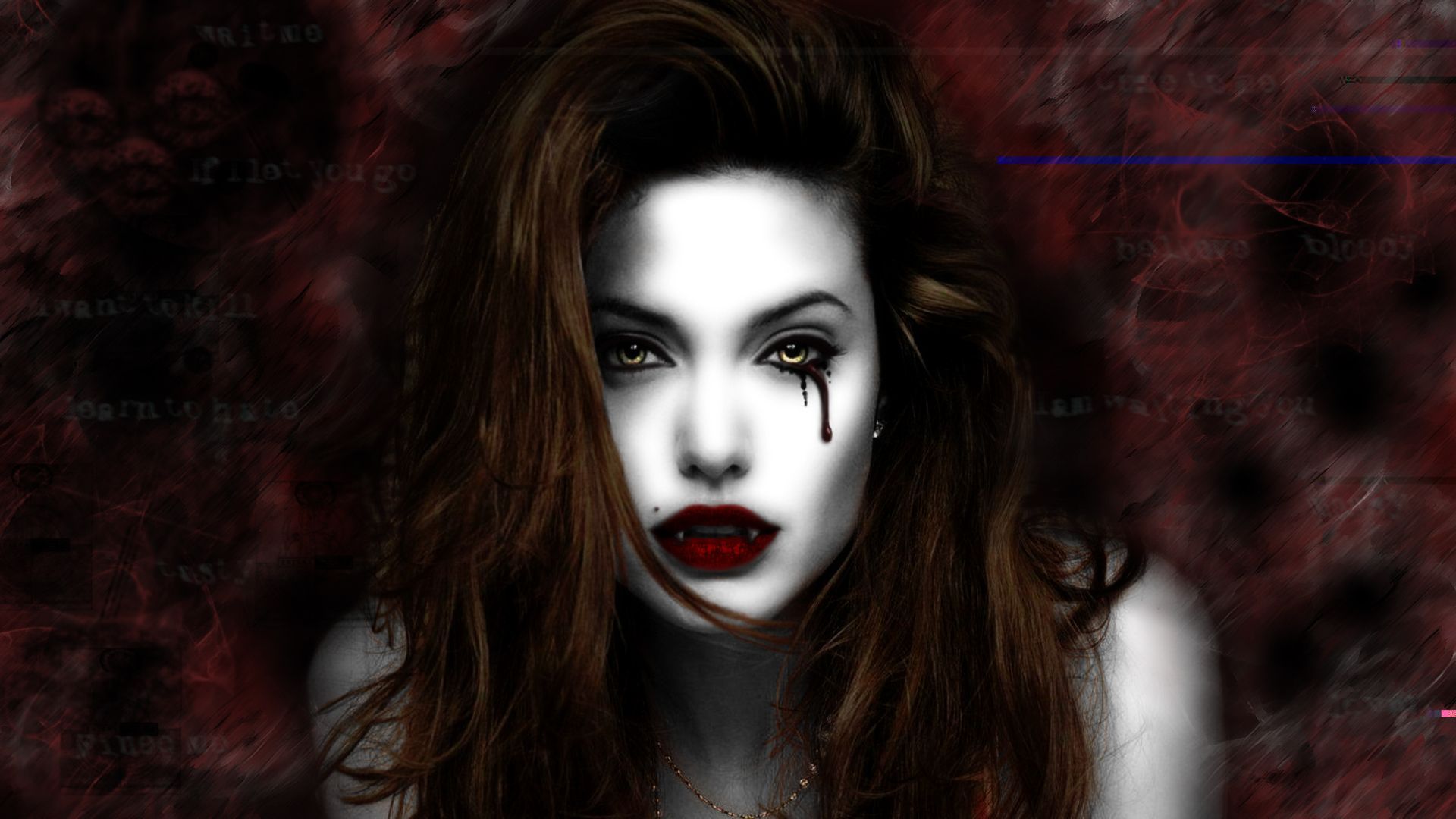 Vampira volto lacrime sangue, 1920x1080 1080p, Desktop