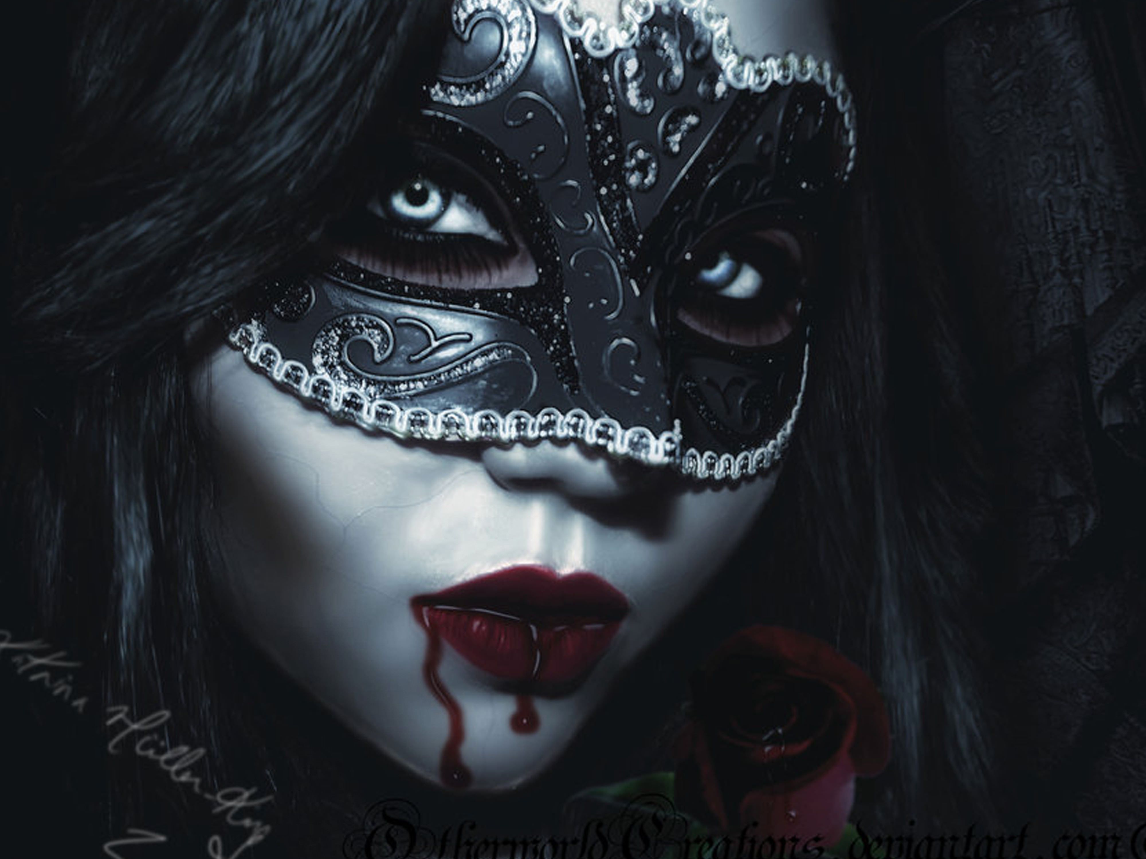 Donna con maschera e sangue, 4000x3000 4K, Desktop 4K
