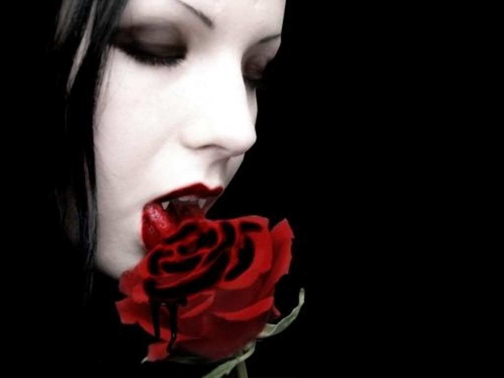 Ragazza vampira con rosa rossa, 1024x768 HD, PC
