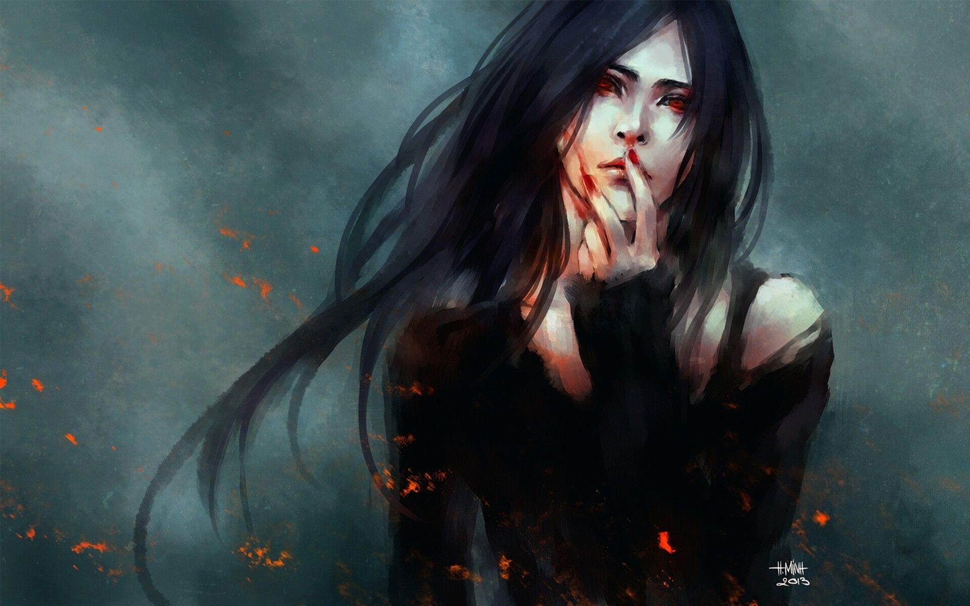 Donna vampiro capelli neri, 1920x1200 WUXGA, Desktop