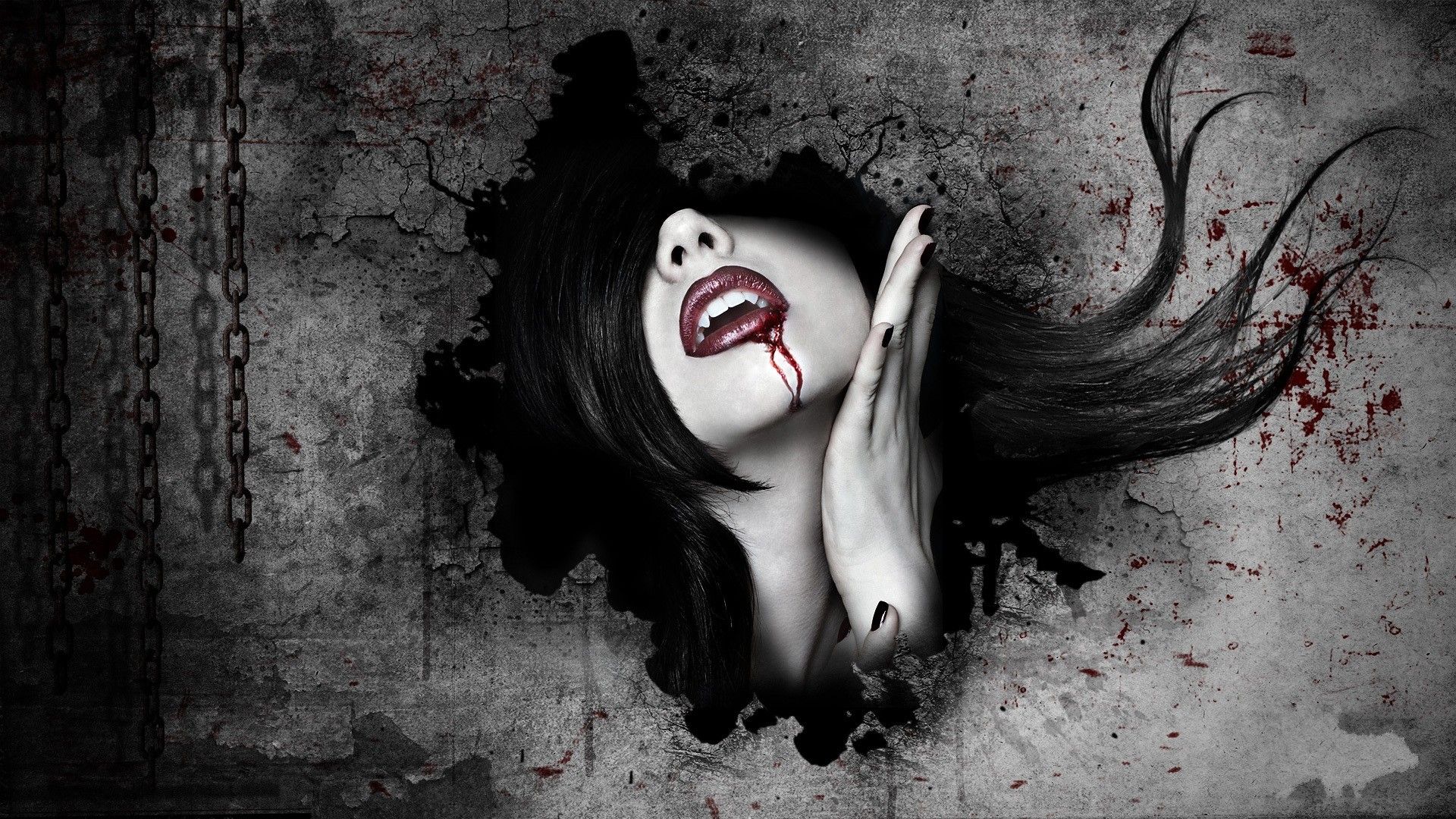 Vampira con sangue sulle labbra, 1920x1080 Full HD 1080p, Laptop