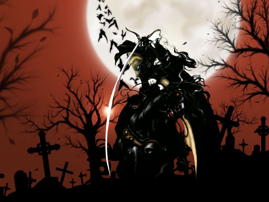 Vampiro silhouette cimitero luna, 1024x768 HD, PC