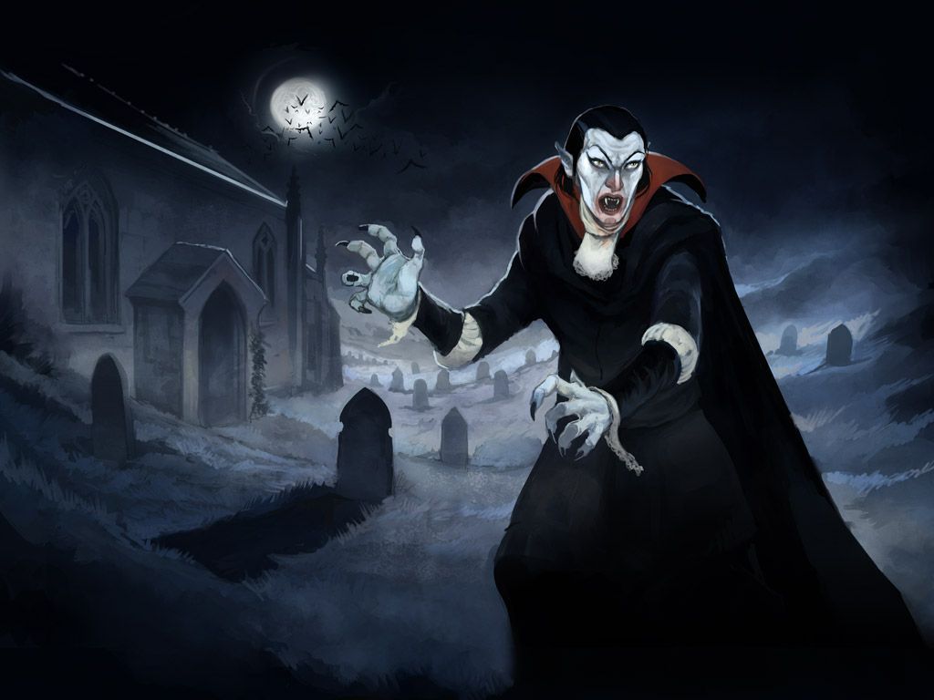 Vampiro nel cimitero notturno, 1024x768 HD, Desktop