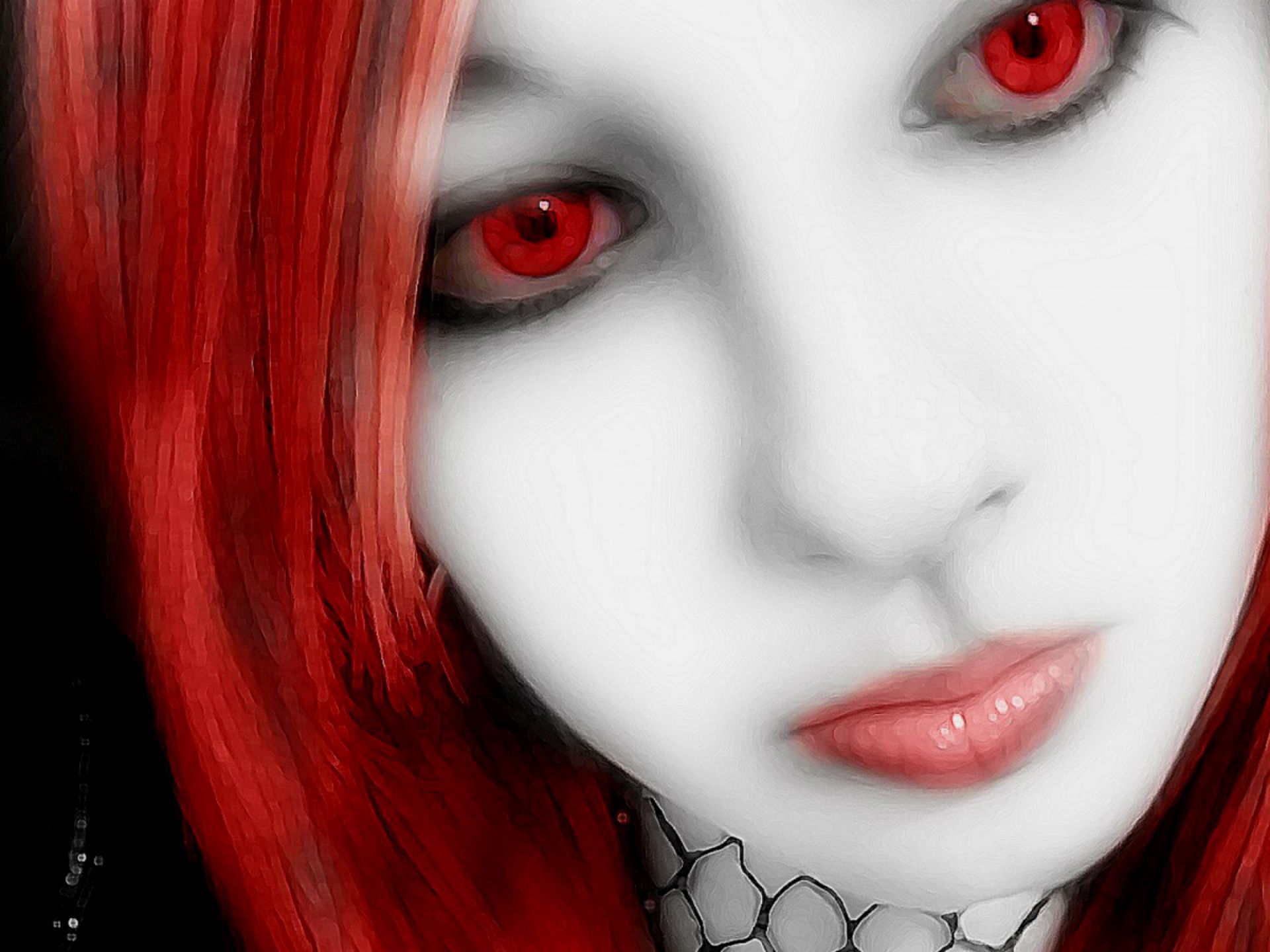 Vampira occhi rossi capelli rossi, 1920x1440 WUXGA, Laptop