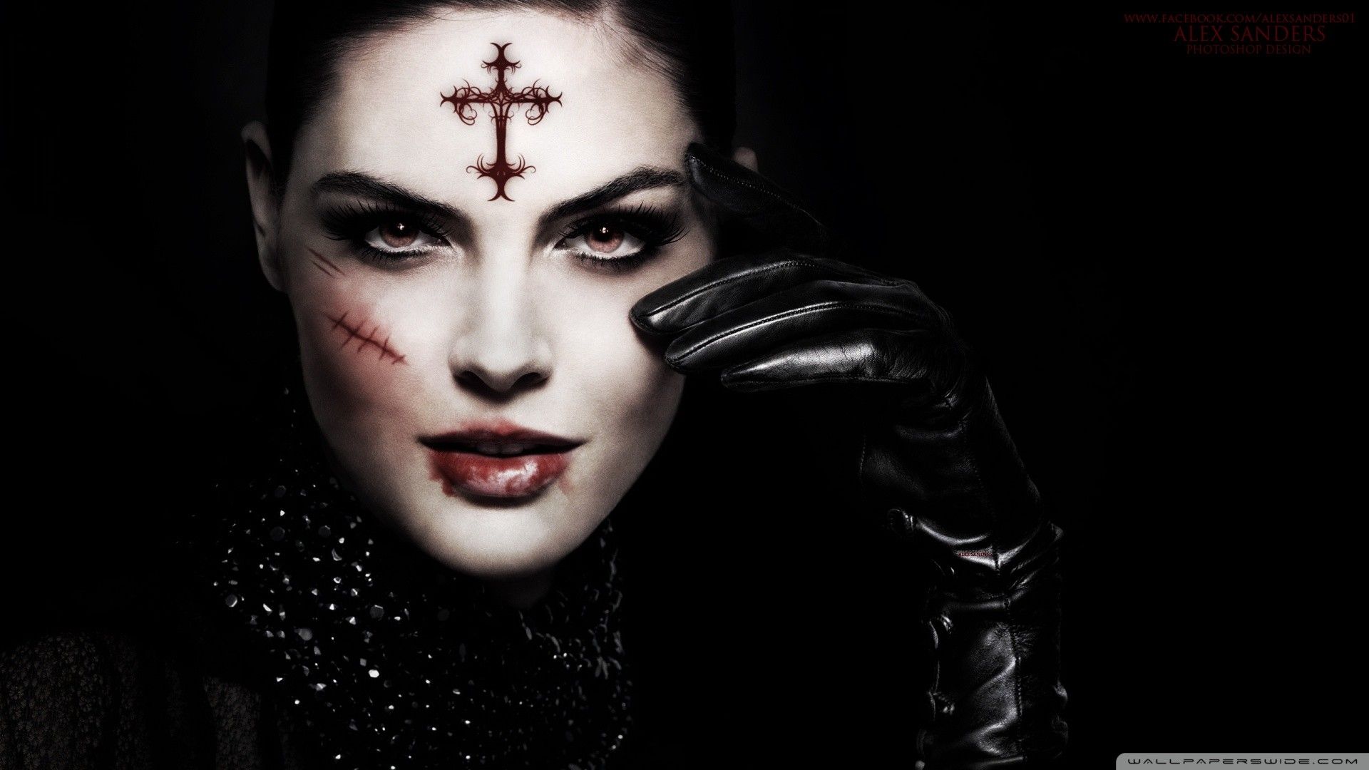 donna gotica con croce rossa, 1920x1080 Full HD 1080p, Laptop