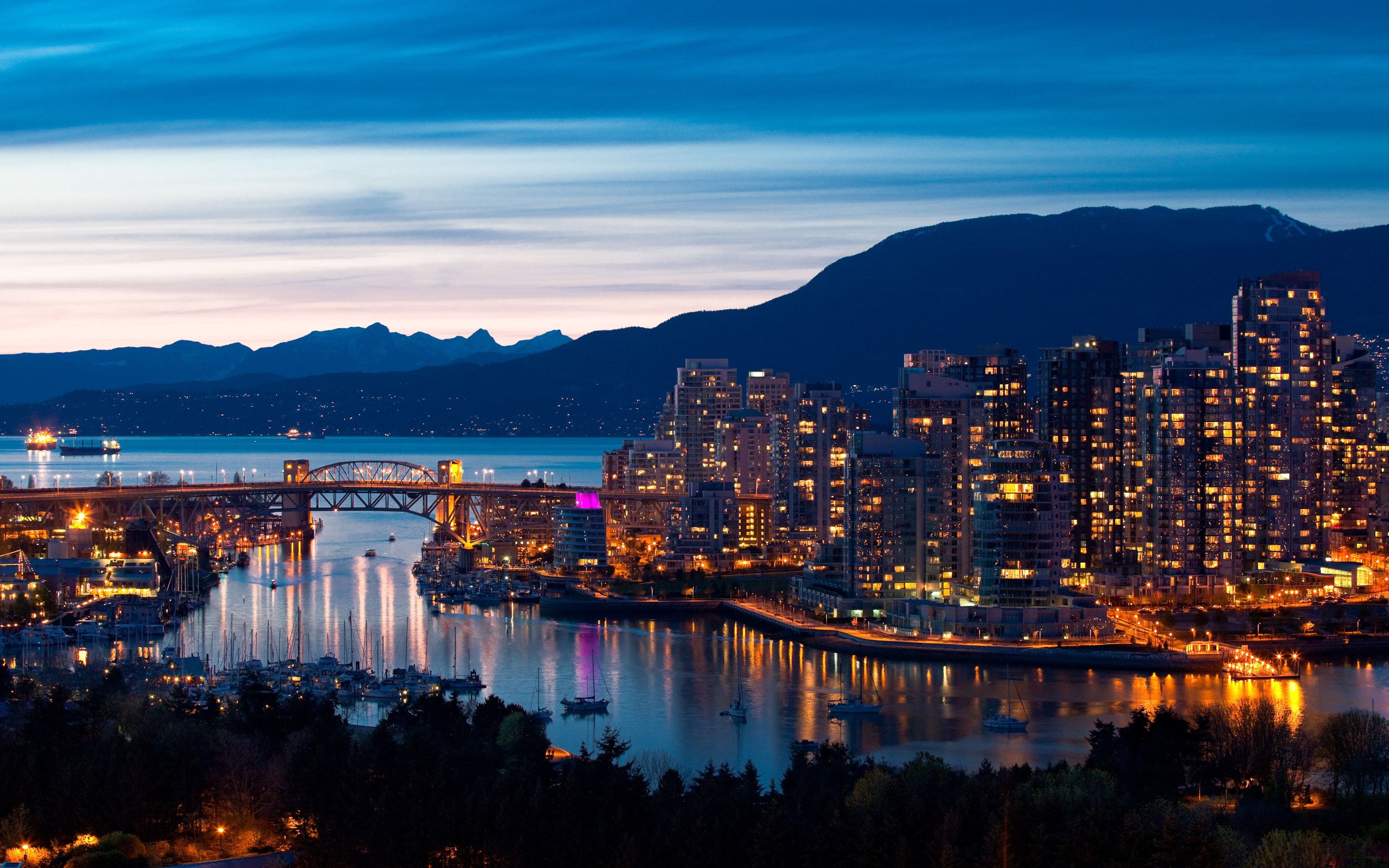 Skyline di Vancouver di notte, 2880x1800 2K+, MacBook Pro