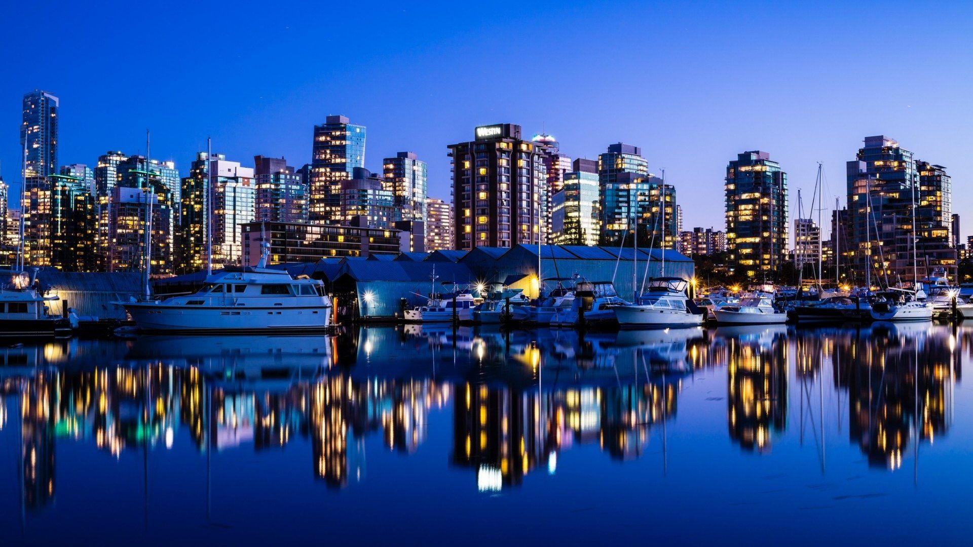 Skyline di Vancouver notturno, 1920x1080 Full HD 1080p, PC