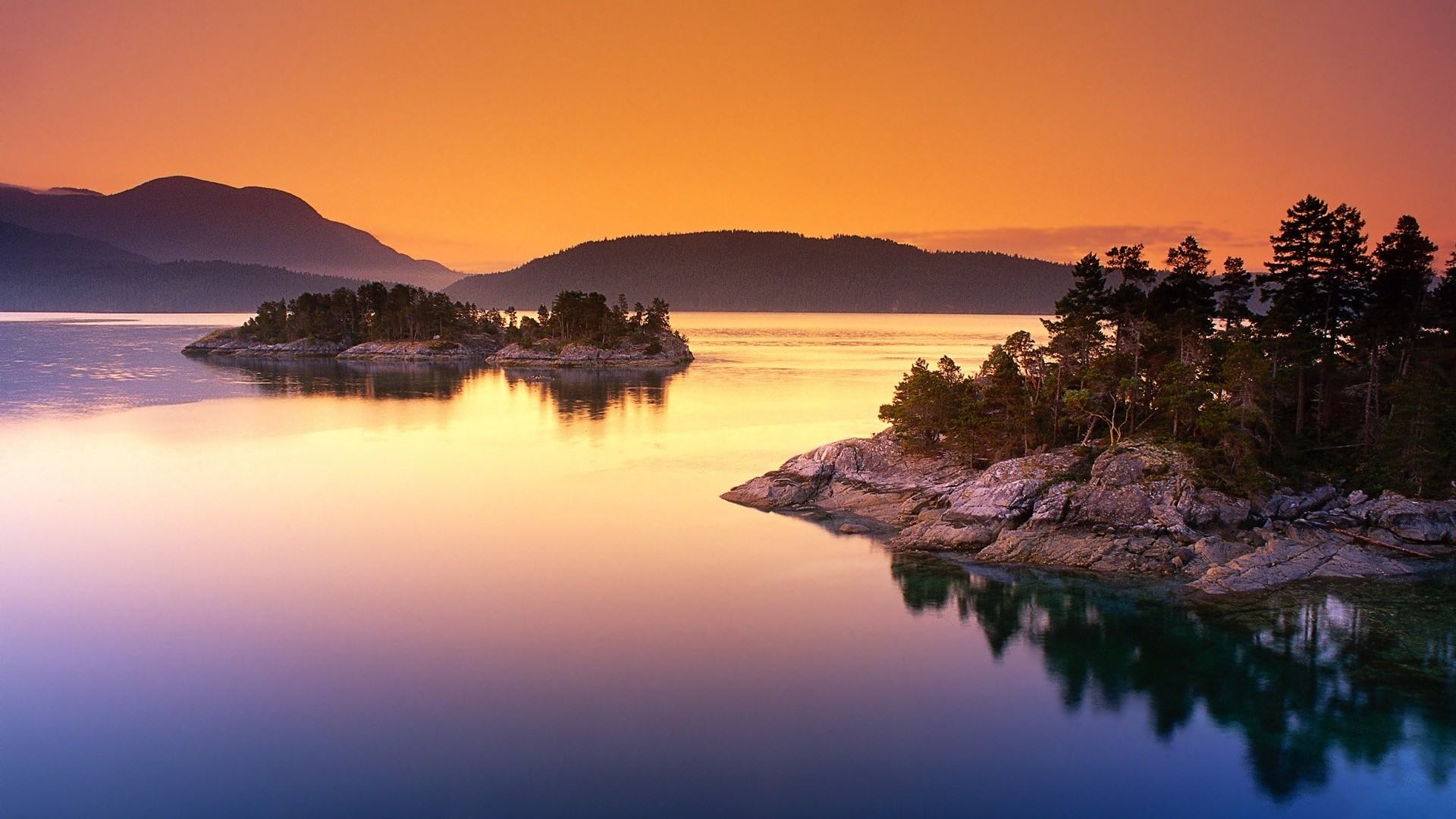 Isole al tramonto, Vancouver Island, 1920x1080 Full HD, PC Desktop