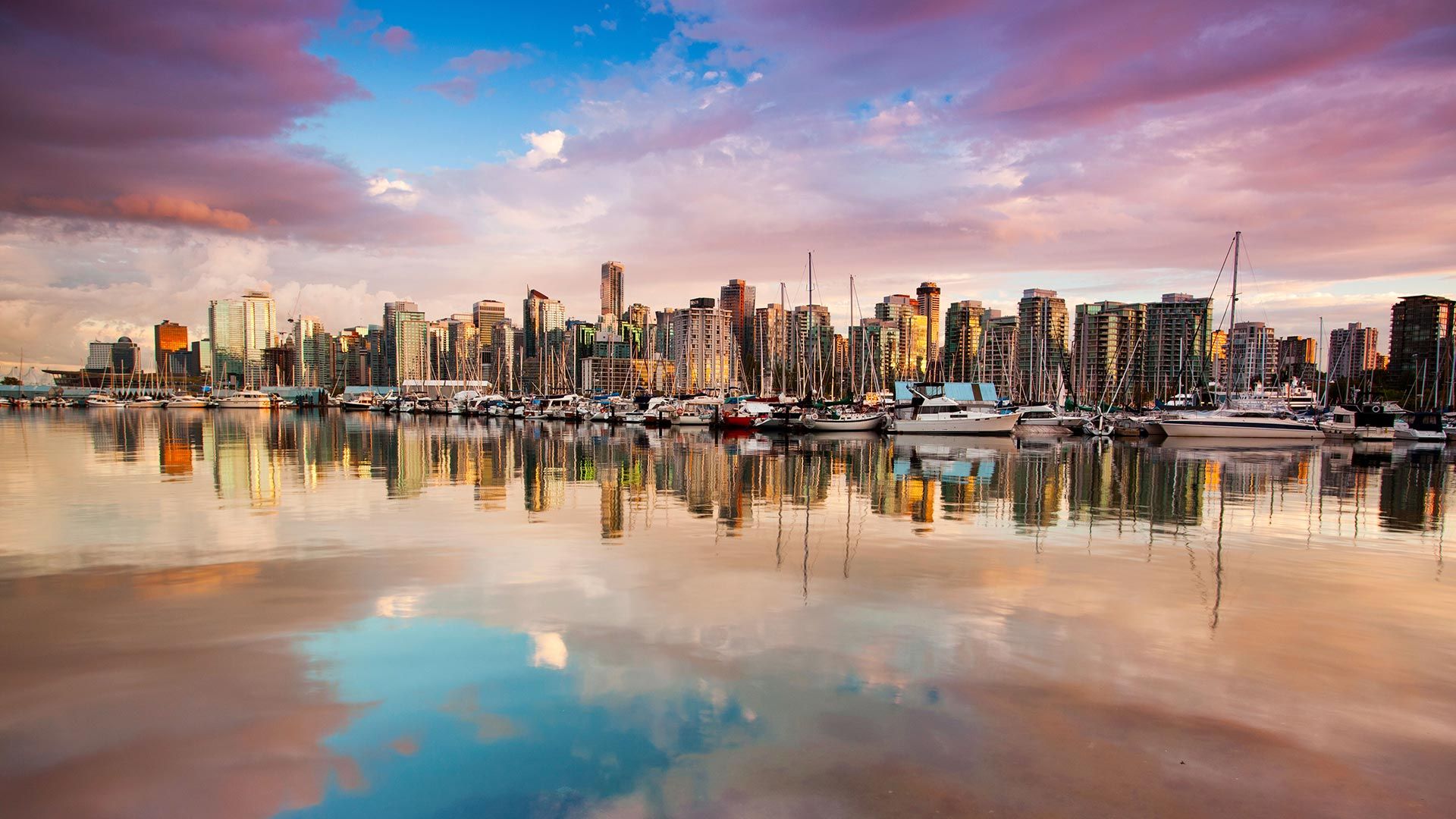 Skyline Vancouver al tramonto, 1920x1080 1080p, Laptop
