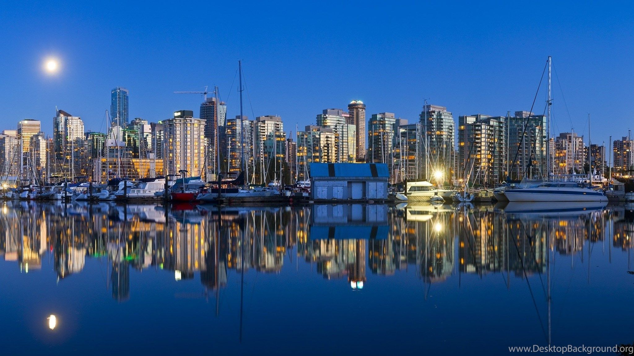 Skyline Vancouver al crepuscolo, 2048x1152 alta risoluzione, PC