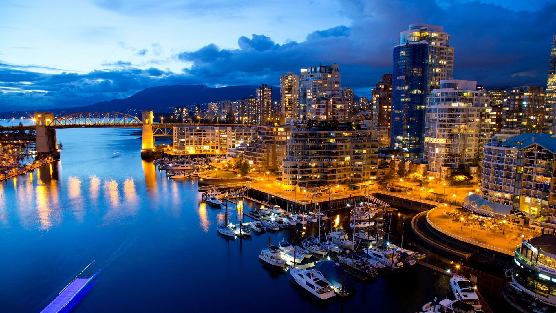 Skyline Vancouver al crepuscolo, 1920x1080 Full HD 1080p, PC