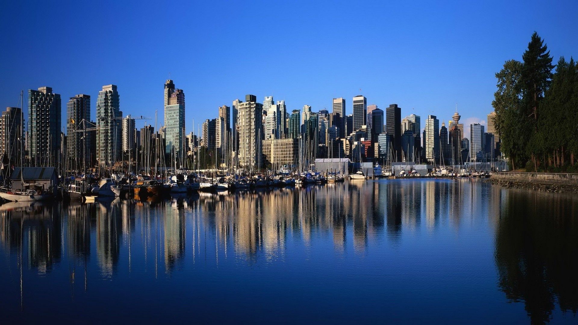 Skyline Vancouver con riflesso acqua, 1920x1080 Full HD, Laptop