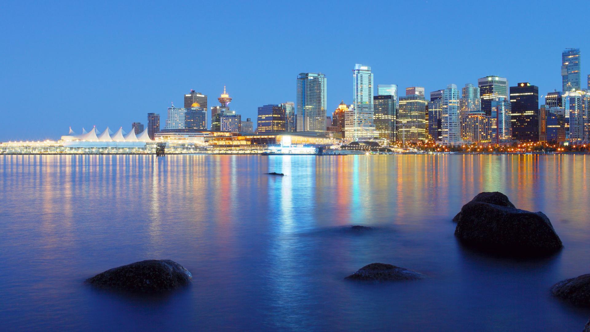 Skyline di Vancouver notturno, 1920x1080 Full HD 1080p, PC Desktop