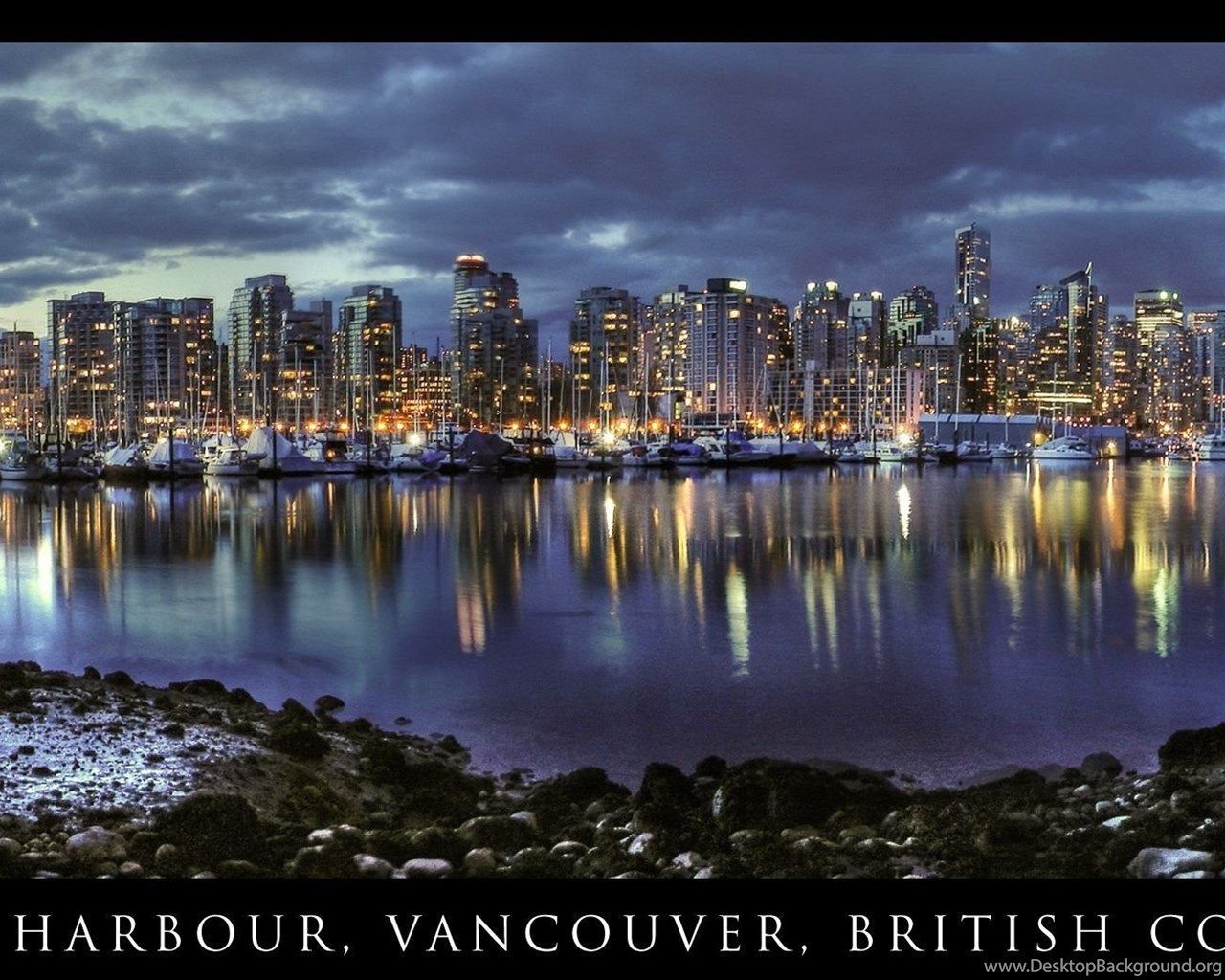 Skyline Vancouver di notte, 1280x1024 HD, Desktop