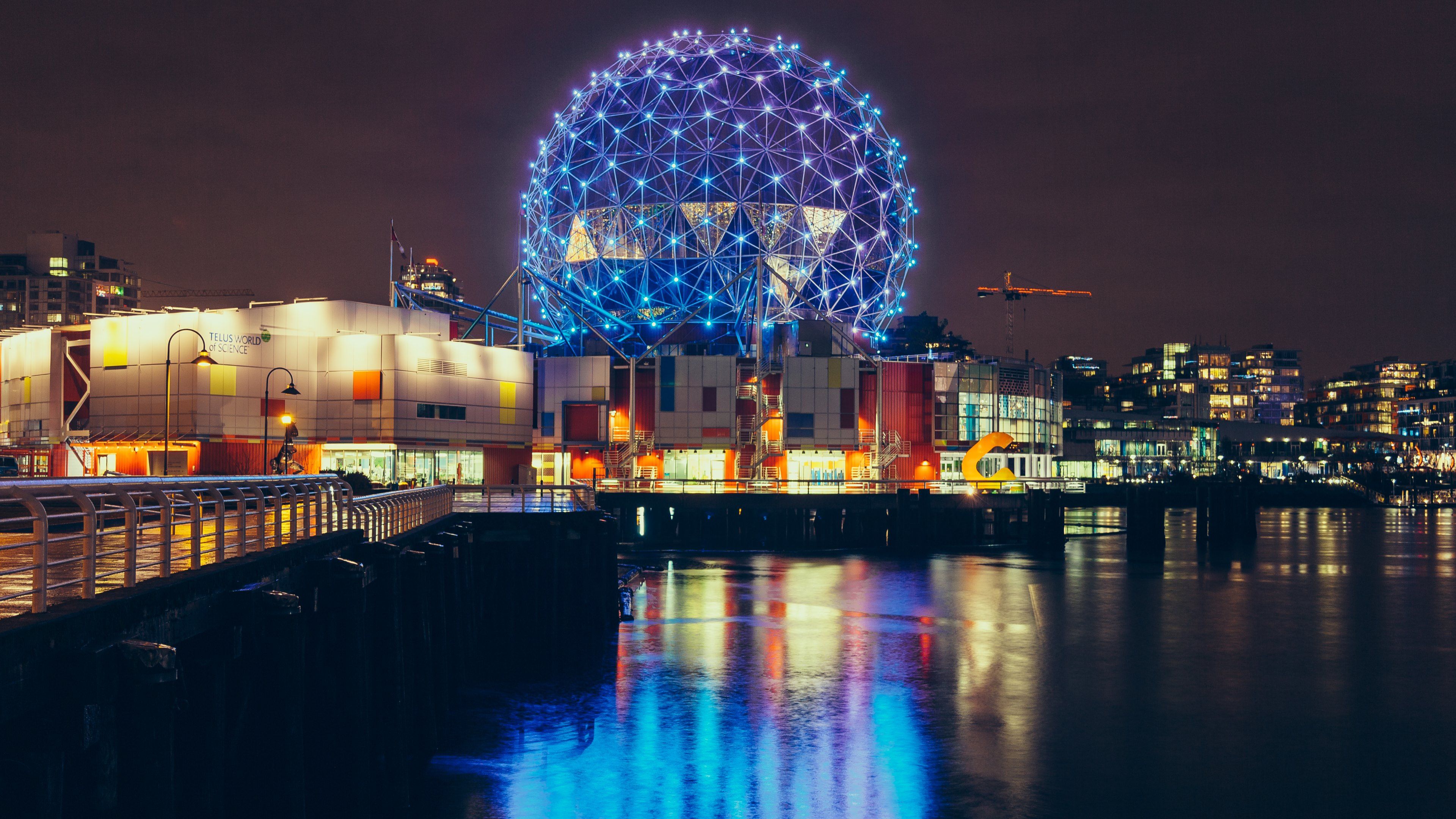 Science World Vancouver notturno, 3840x2160 Ultra HD, 4K TV