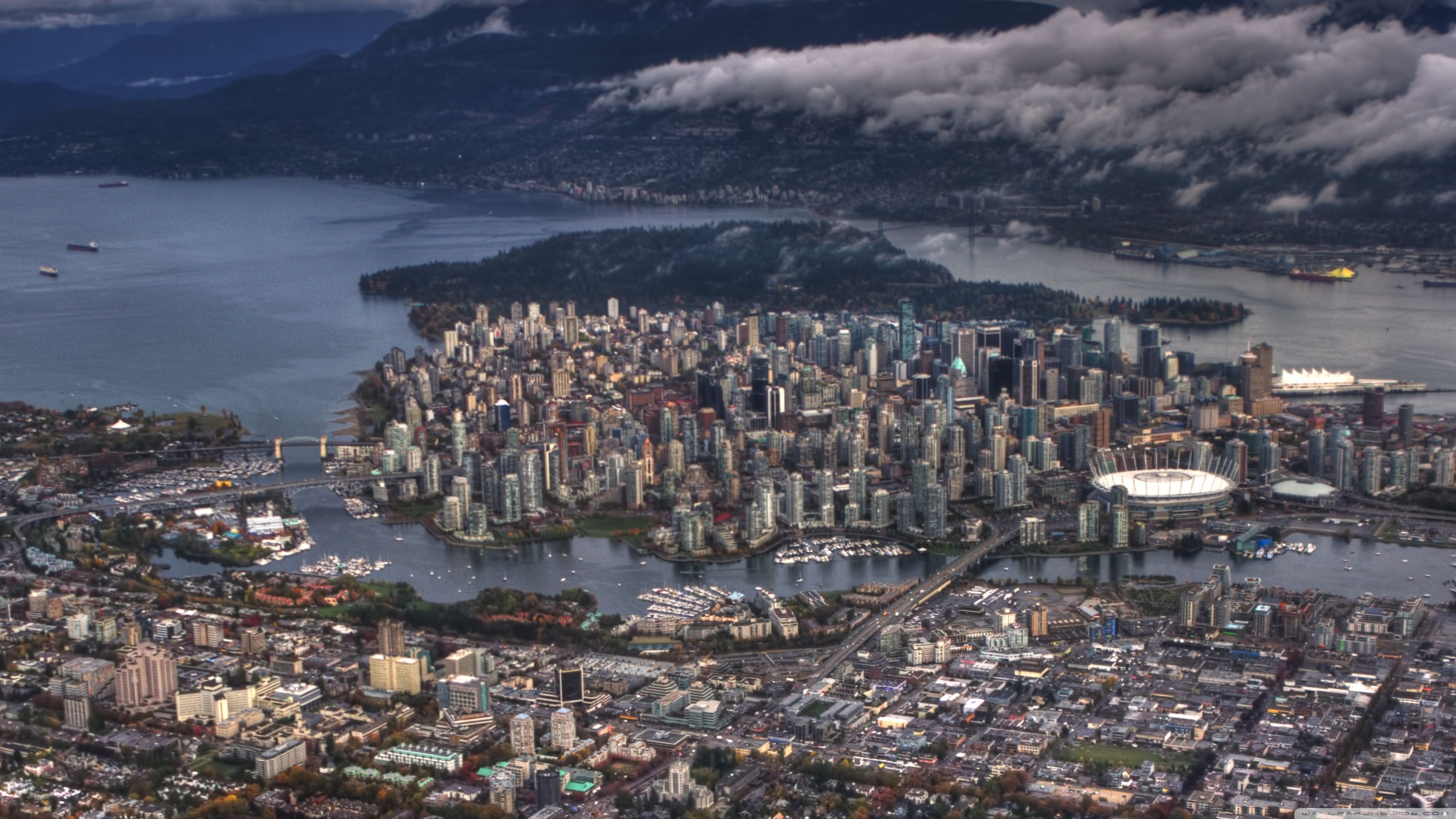 Vista aerea Vancouver città, 3554x1999 2K+, Monitor Gaming