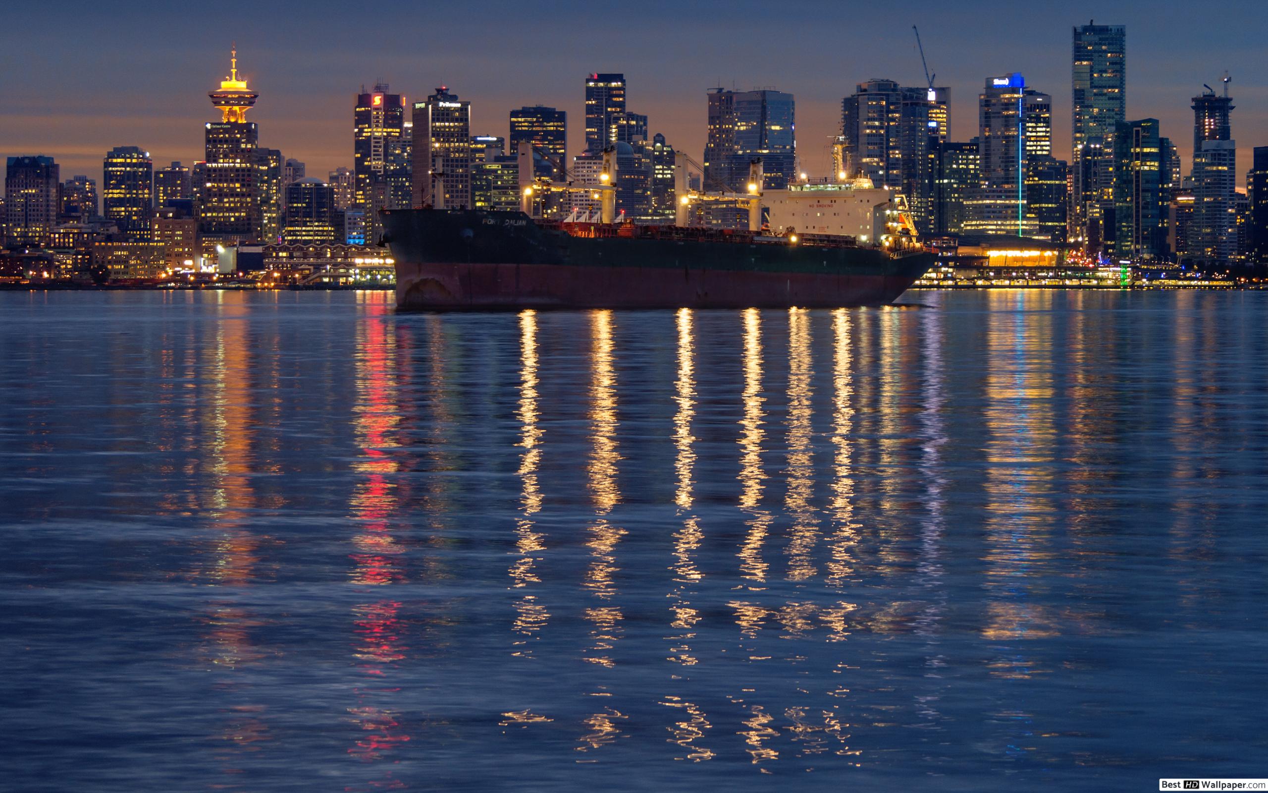 Vancouver skyline notturno riflessi, 2560x1600 2K+, PC