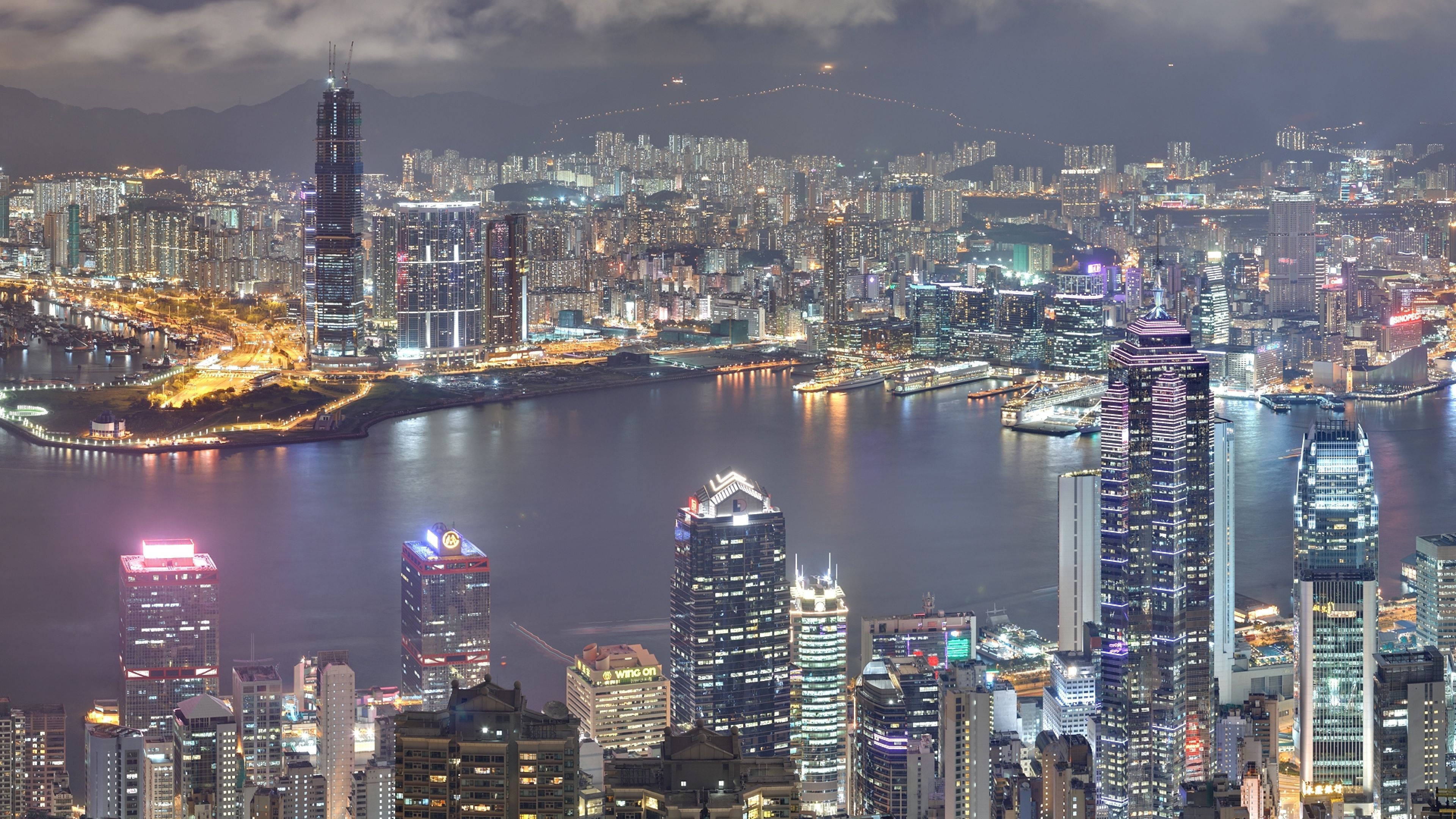 Vancouver skyline notturno grattacieli, 3840x2160 UHD, PC 4K