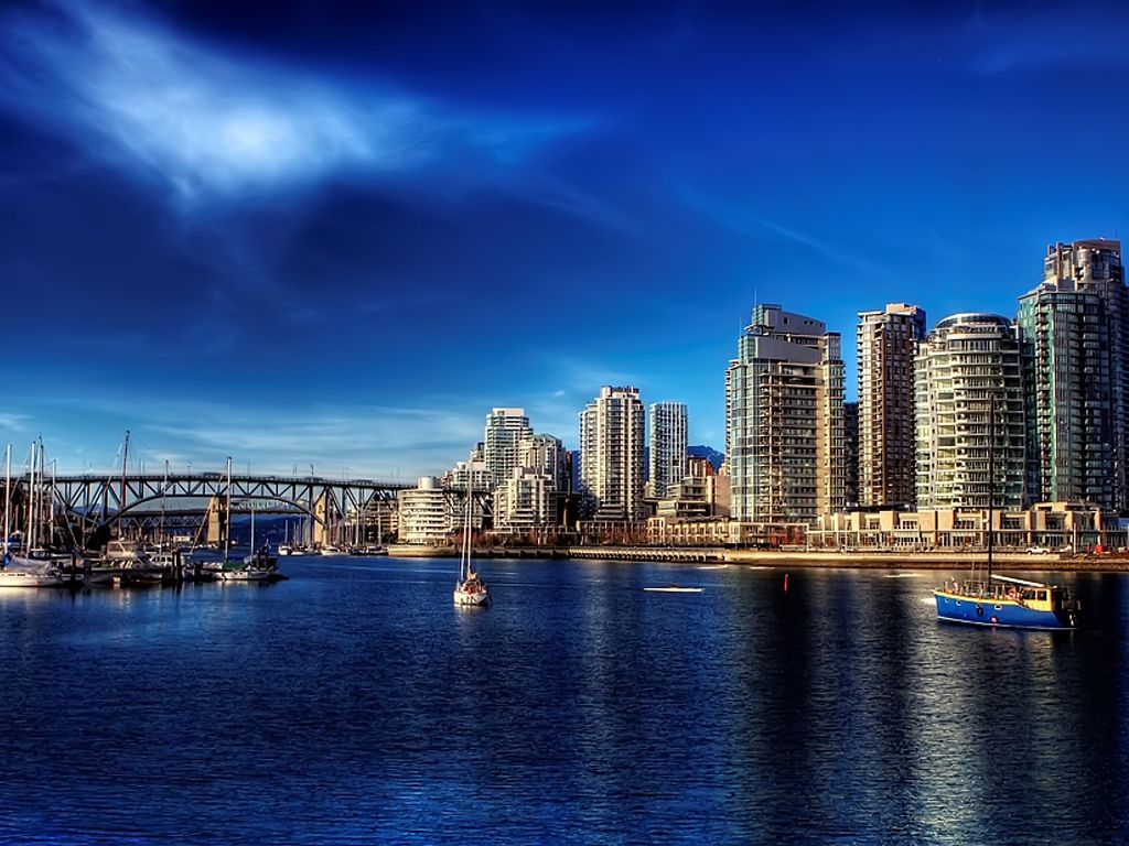 Skyline Vancouver con baia, 1024x768 HD, PC Desktop