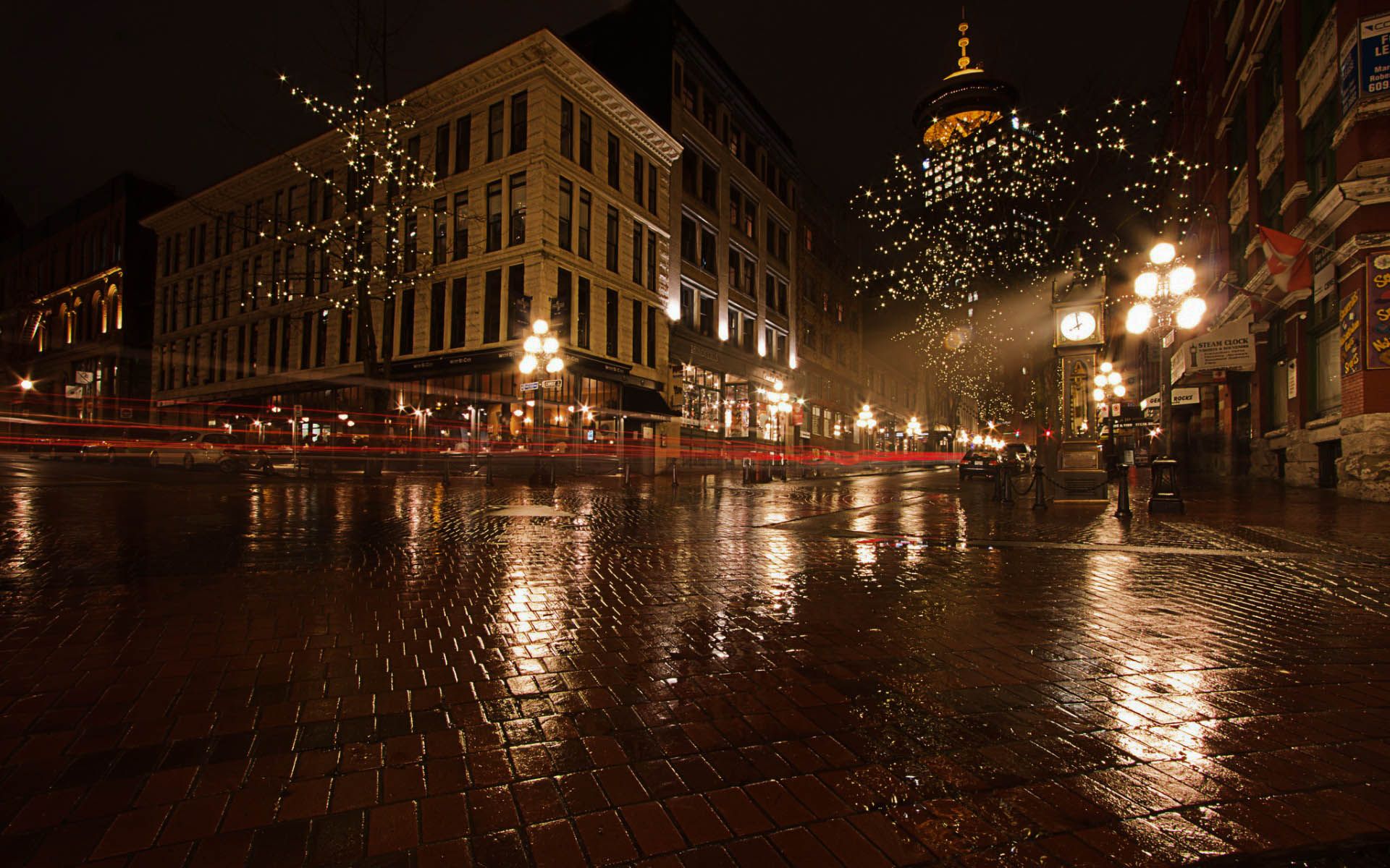 Vancouver Gastown notturna piovosa, 1920x1200 WUXGA, Desktop