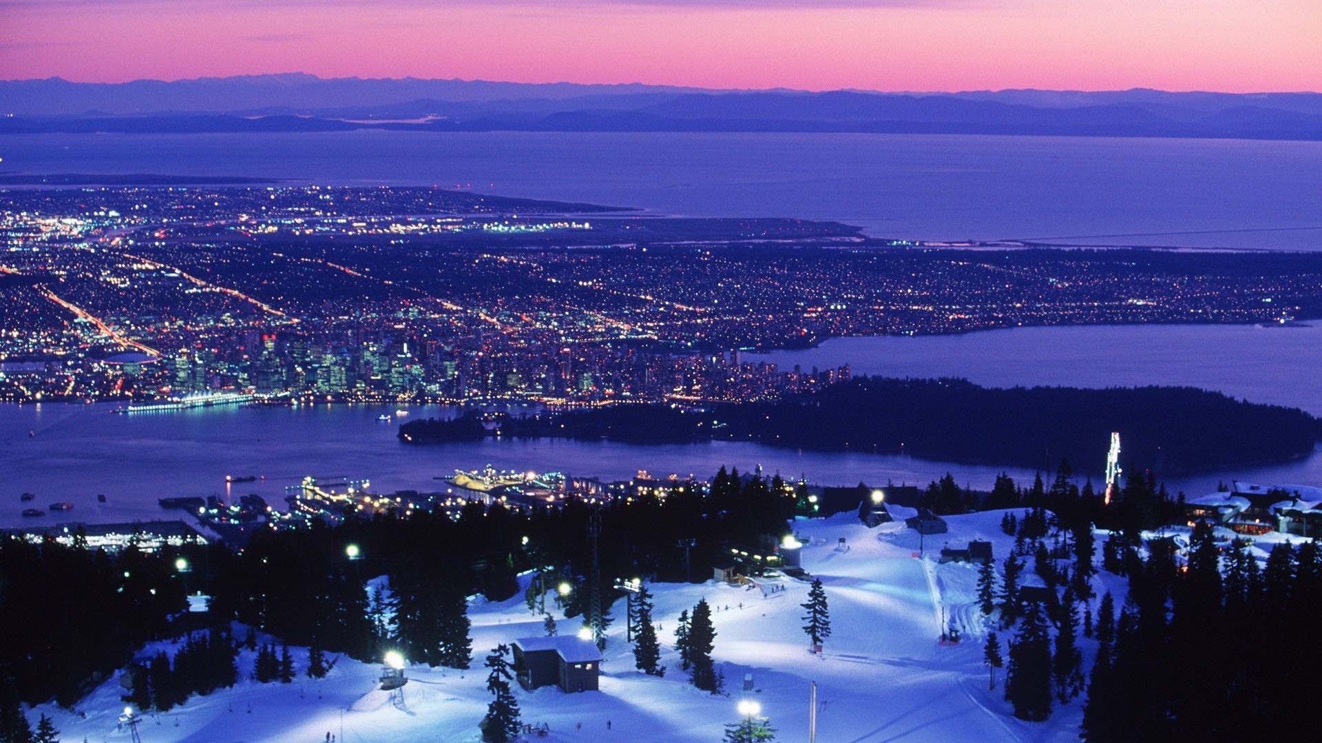 Vancouver vista notturna innevata, 1920x1080 Full HD 1080p, Desktop