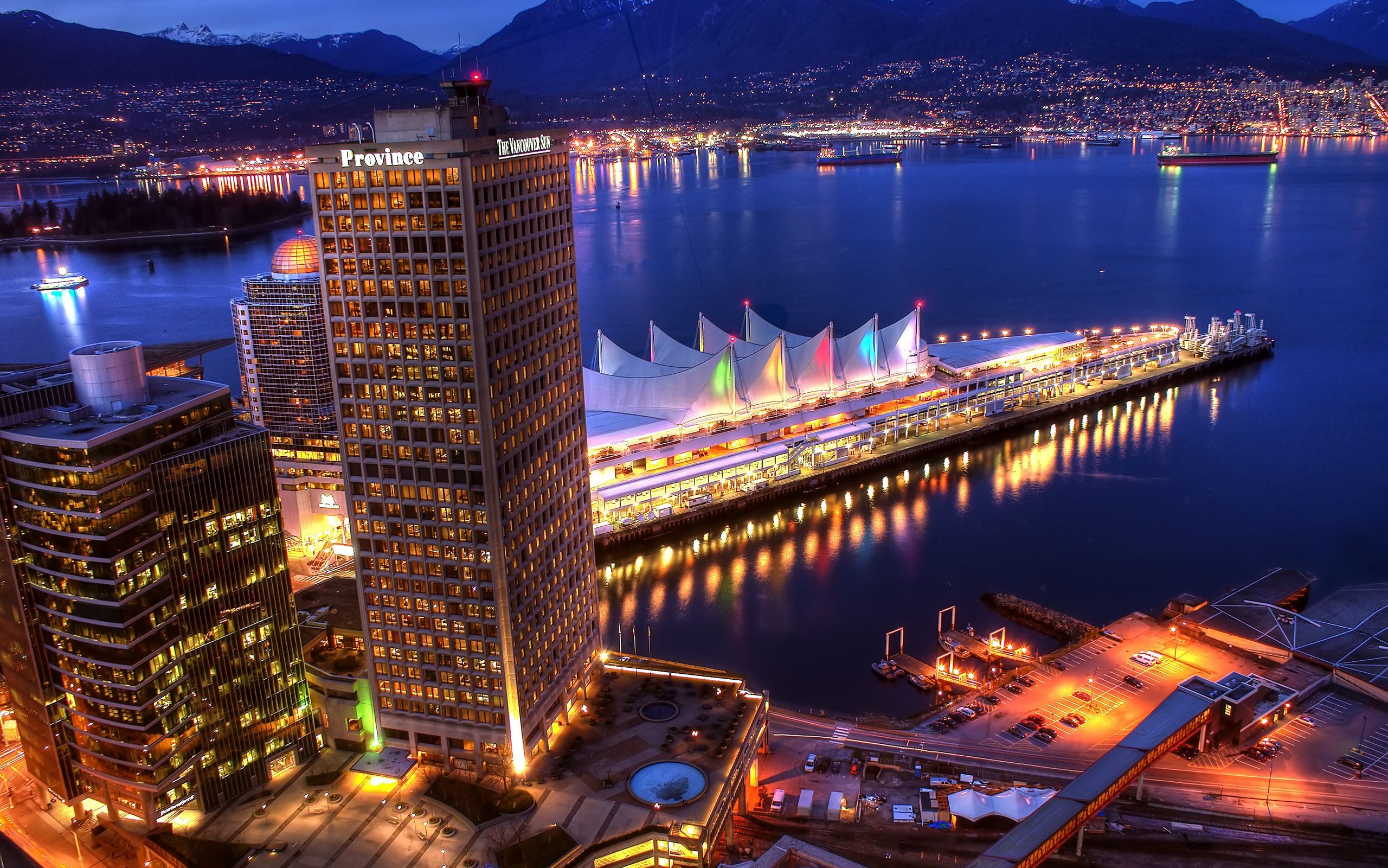 Skyline notturno Vancouver Canada Place, 2560x1600 WQXGA, Desktop