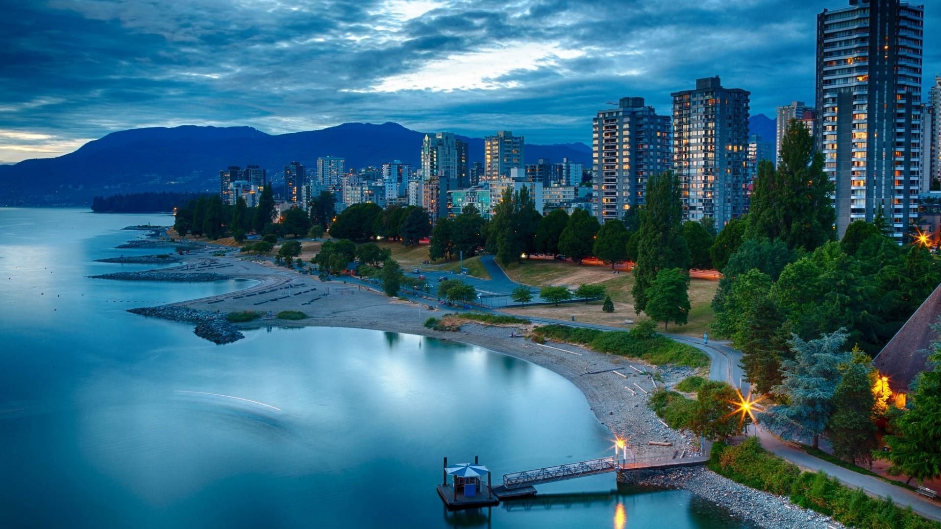 Vancouver skyline al tramonto, 1920x1080 1080p, PC Desktop