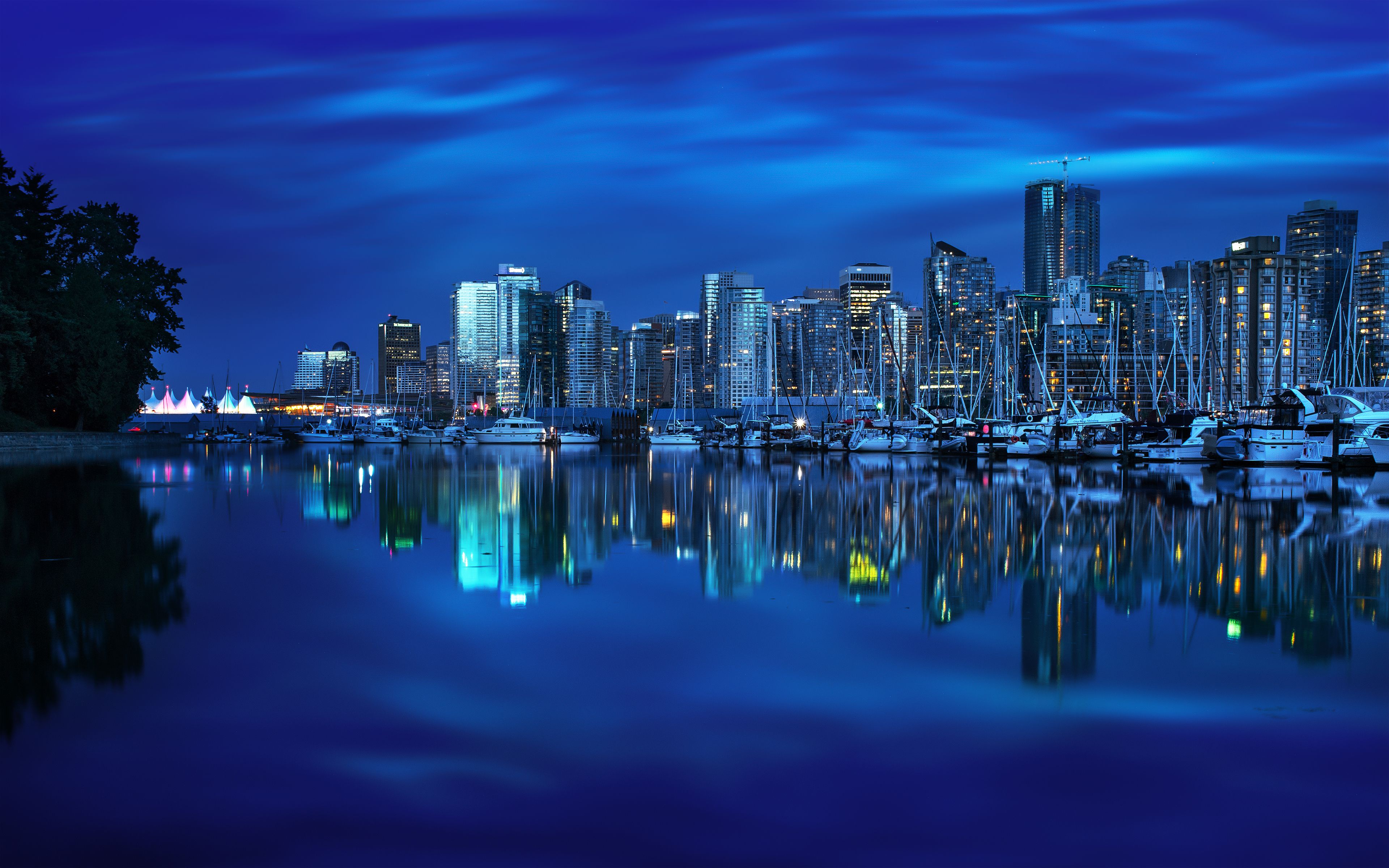 Vancouver skyline notturno blu, 3840x2400 4K Ultra HD, Monitor 4K