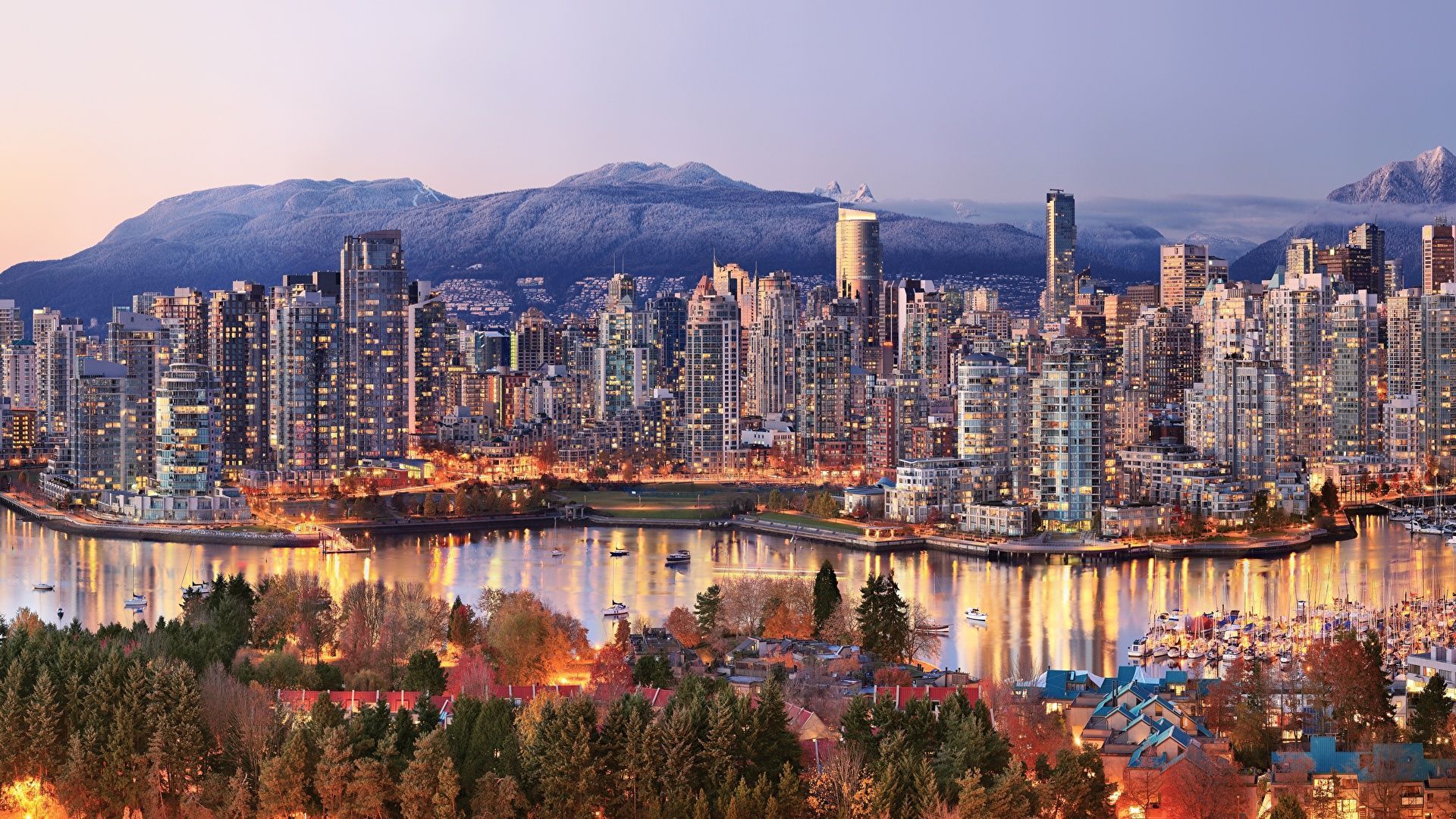 Skyline Vancouver al tramonto, 1920x1080 Full HD, Desktop