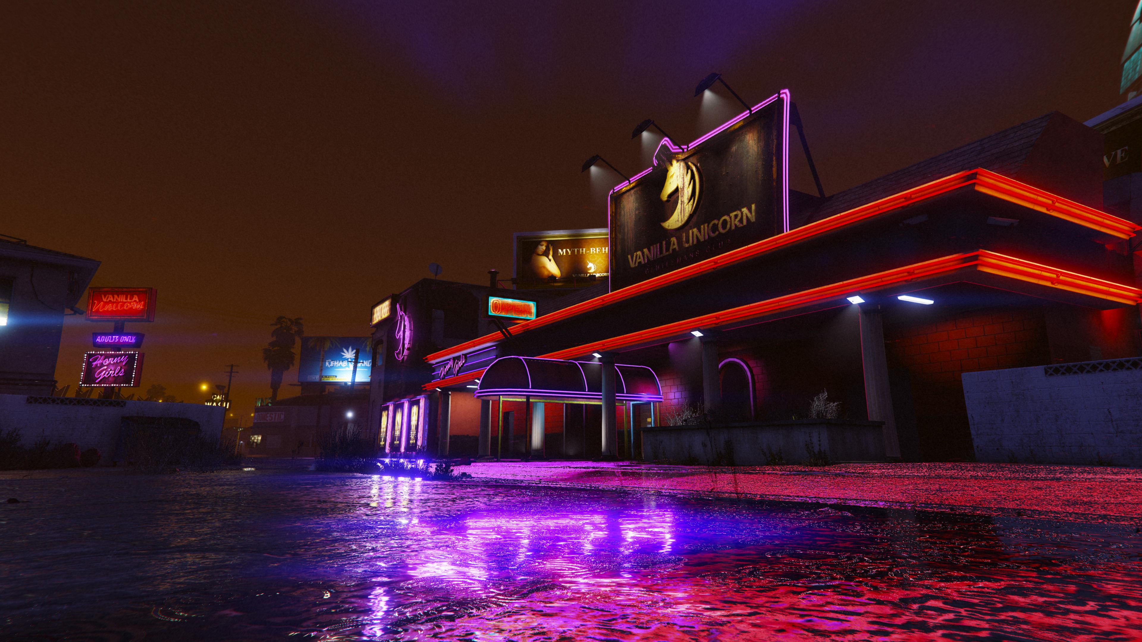 Vanilla Unicorn club notturno GTA V, Grand Theft Auto, 3840x2160 4K Ultra HD, Monitor 4K