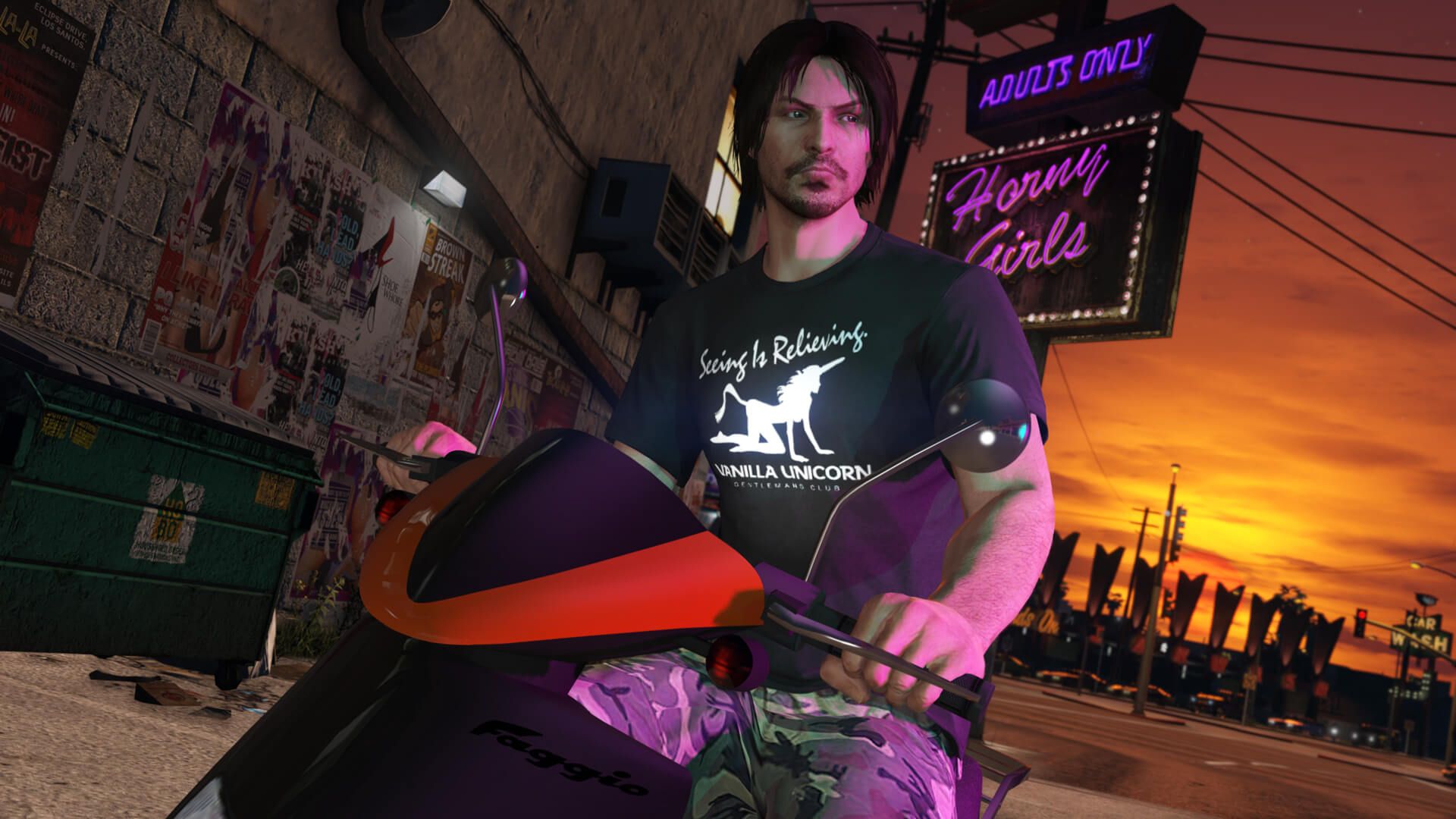 Personaggio GTA V su moto, 1920x1080 Full HD, Desktop