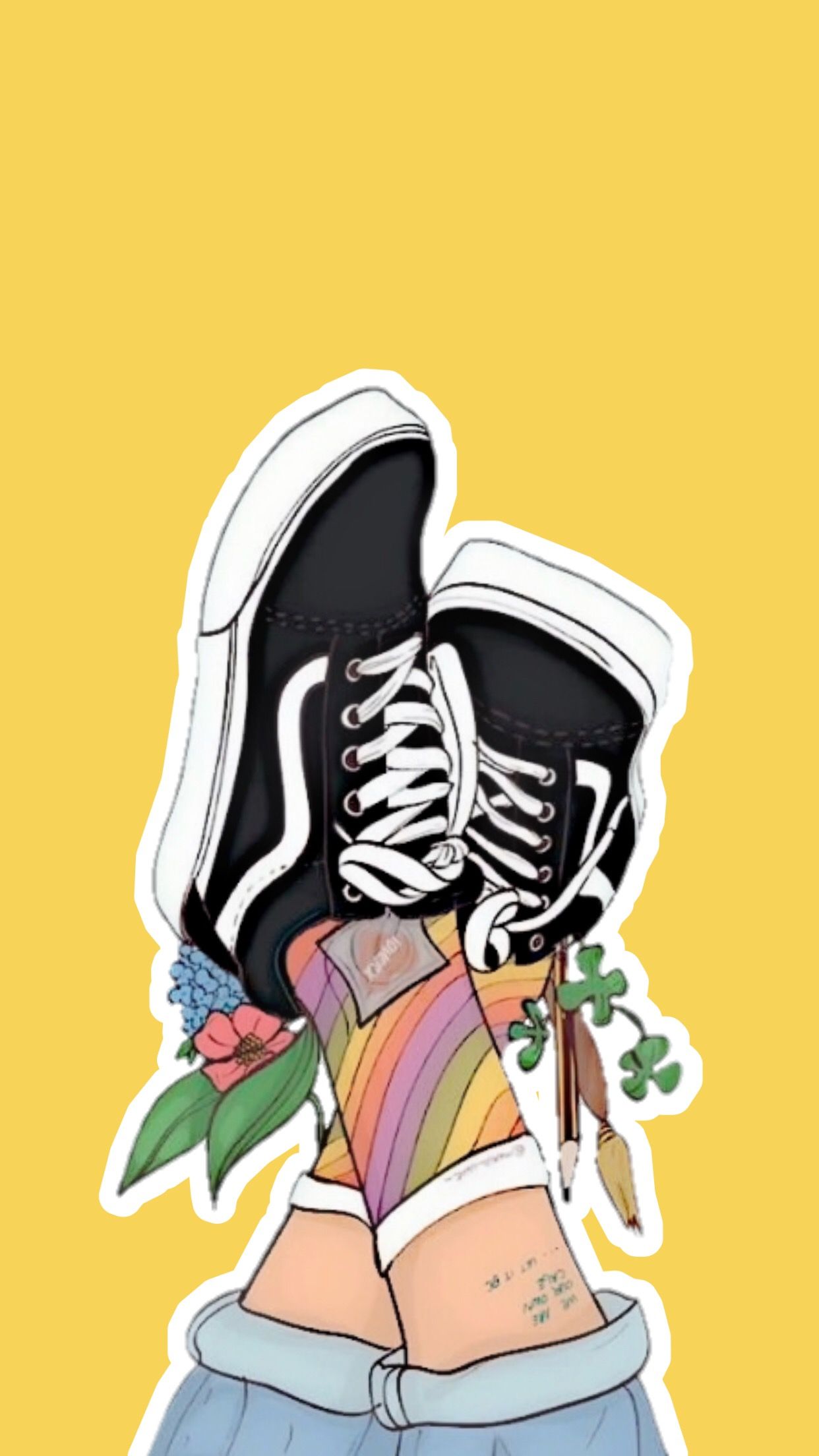 Scarpe Vans nere con fiori, scarpe skate, 1242x2208 Verticale, Telefono