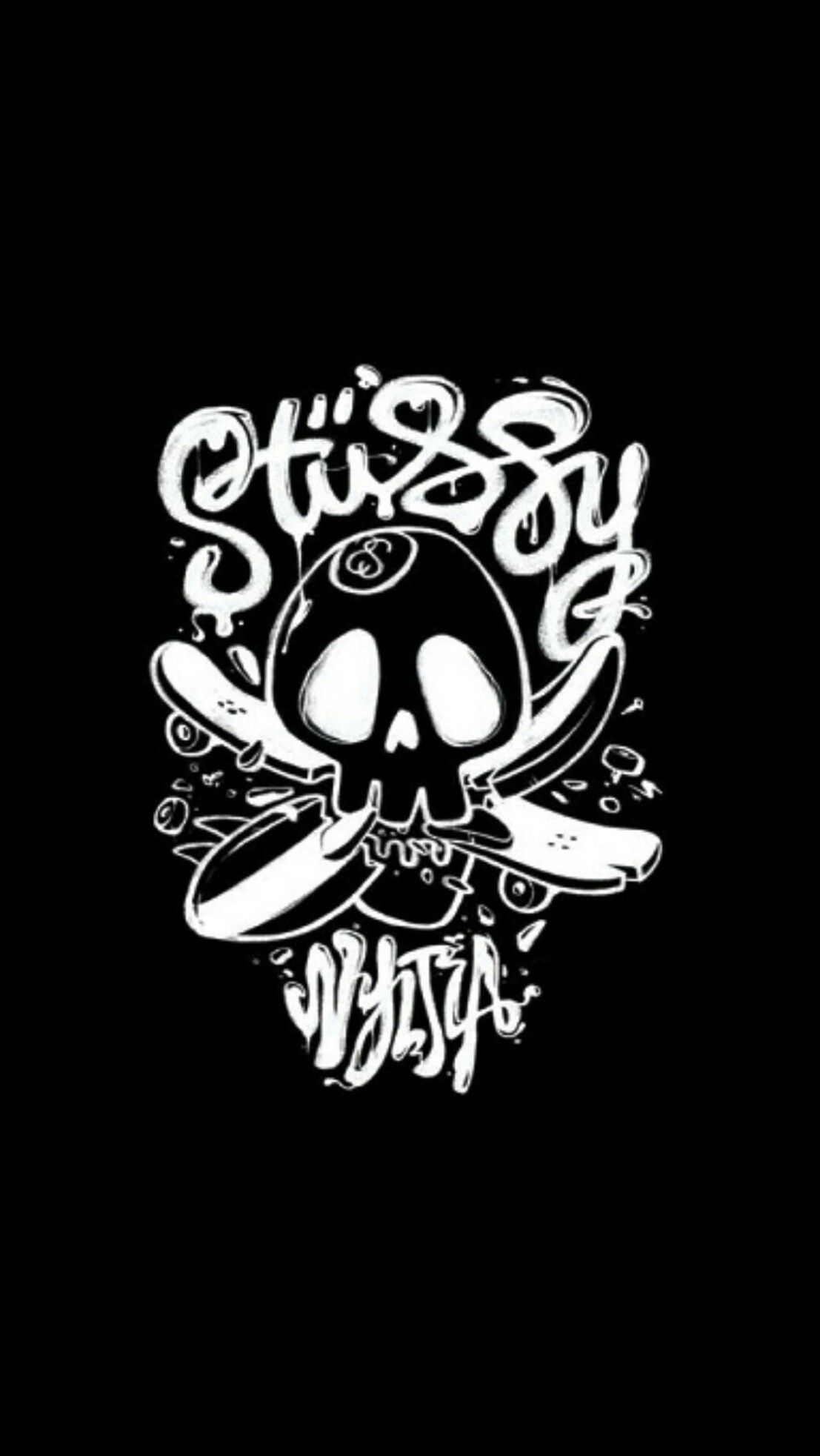 Logo Stussy teschio bianco nero, 1107x1965 Full HD Verticale, Smartphone