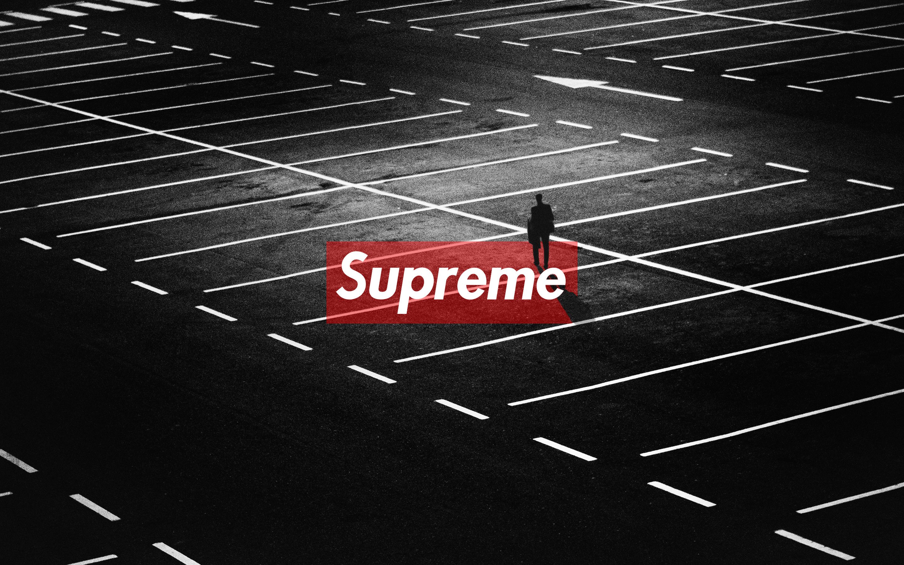 Logo Supreme parcheggio vuoto, streetwear, 2880x1800 2K, Desktop