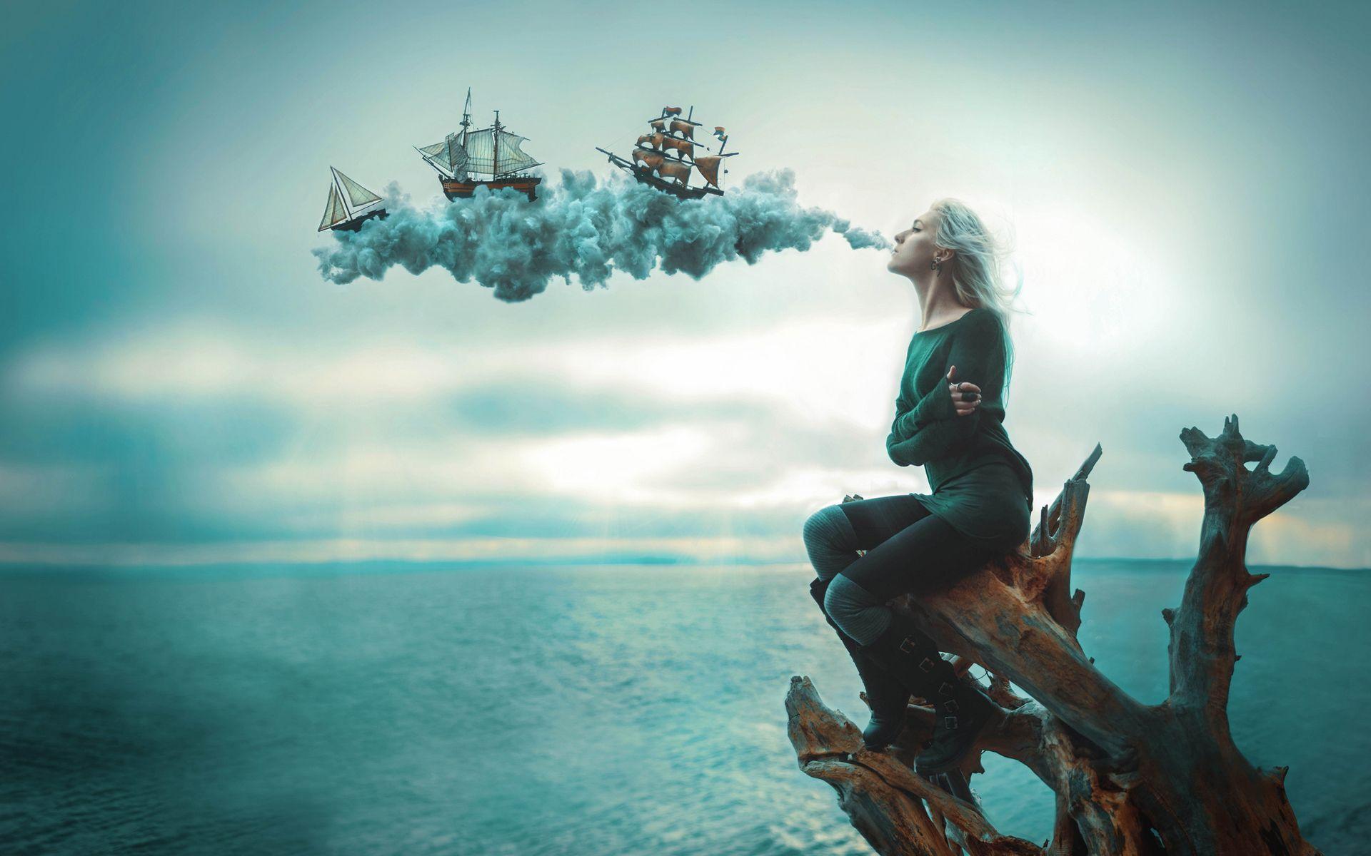 Vape con navi fumo, mare, 1920x1200 Full HD+, Desktop